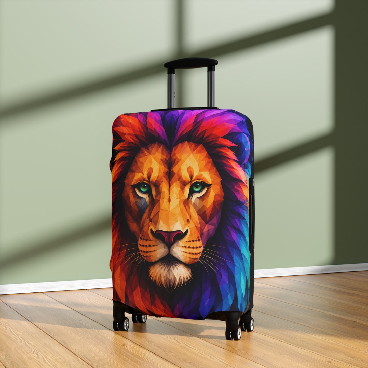 Lion Face Luggage Cover — Vibrant Rainbow Mane Travel Protector