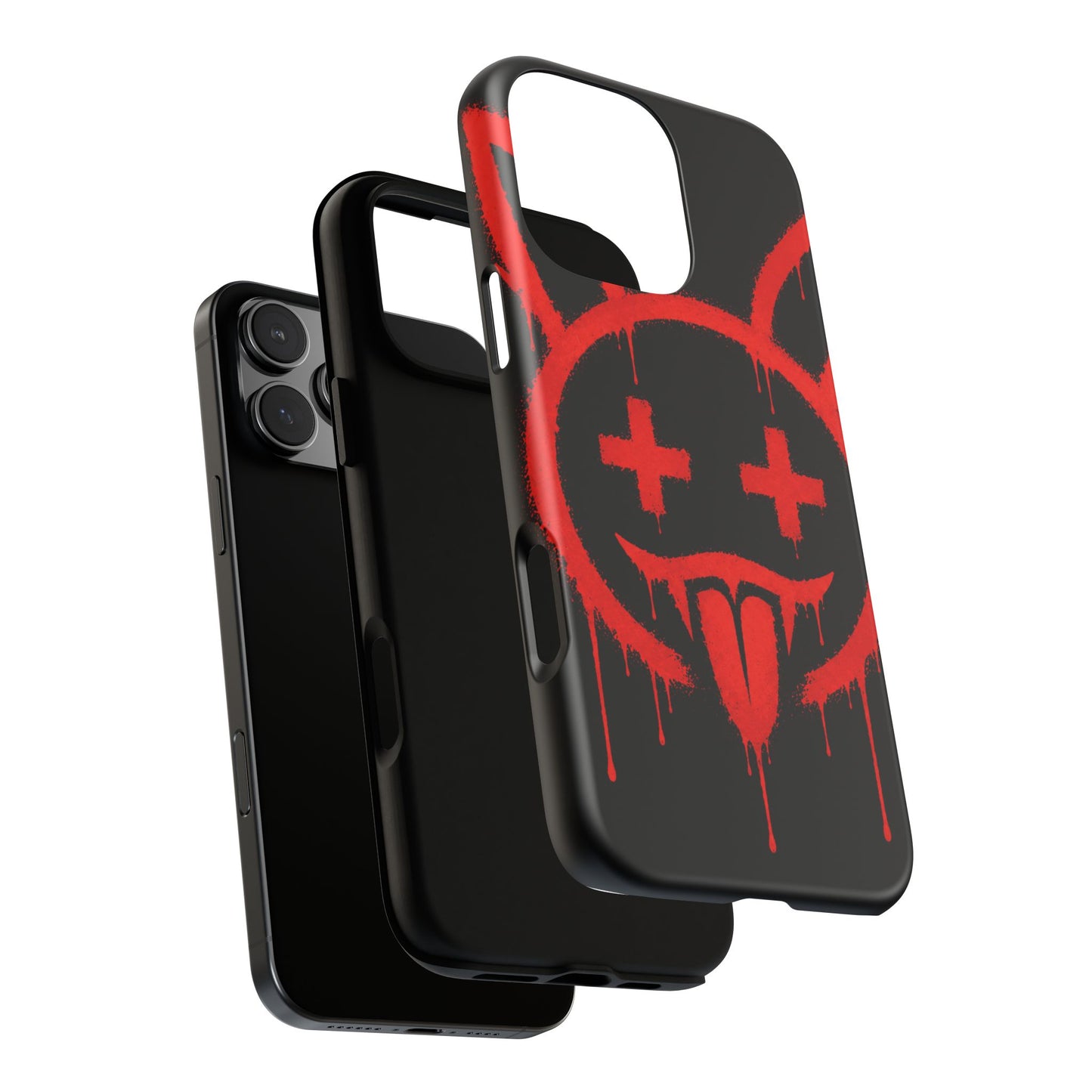 Phone Case - Metallic Souls Red Drip Smiley Graffiti Design