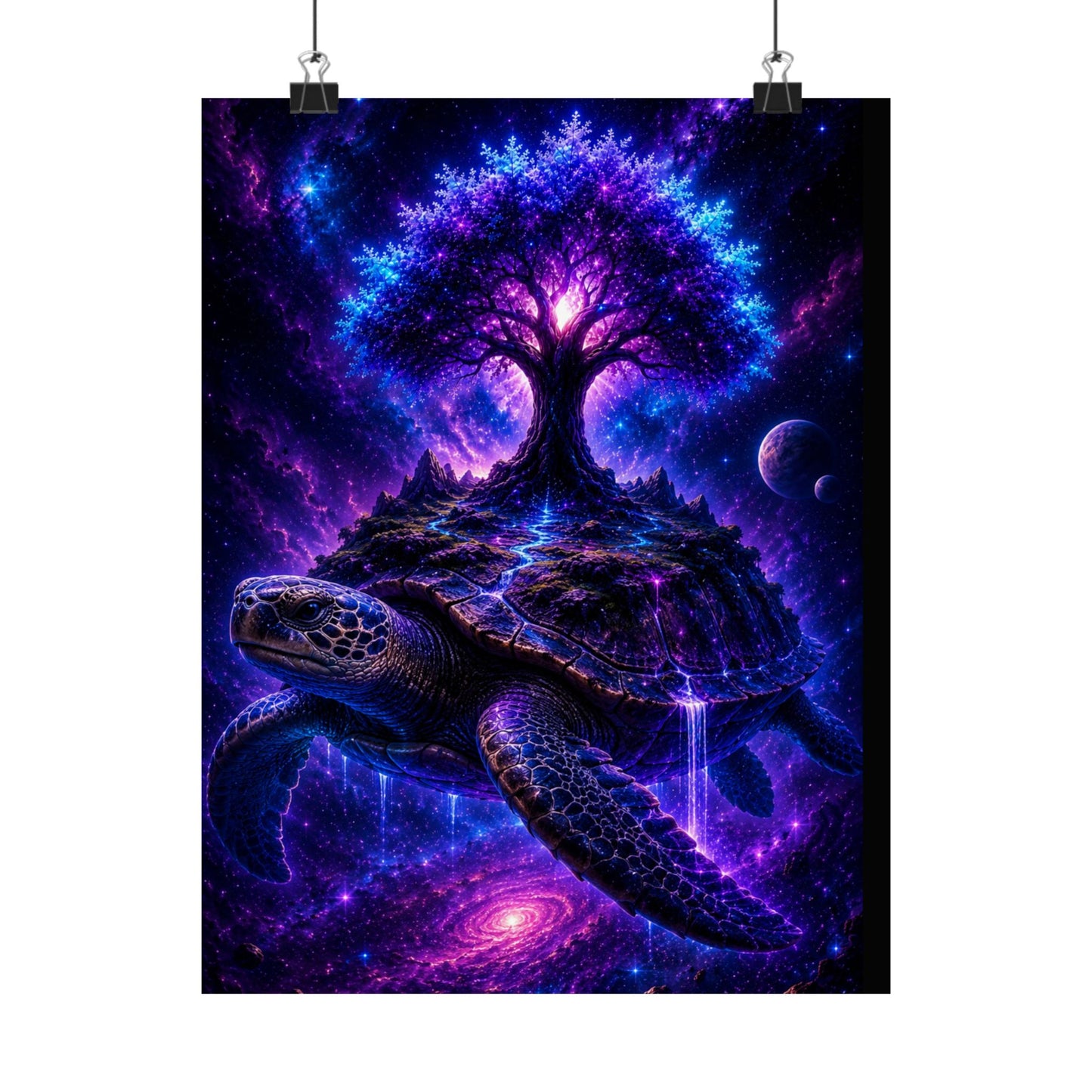 Cosmic Turtle Poster — Mystic Tree on Turtle Shell Matte Vertical Wall Art