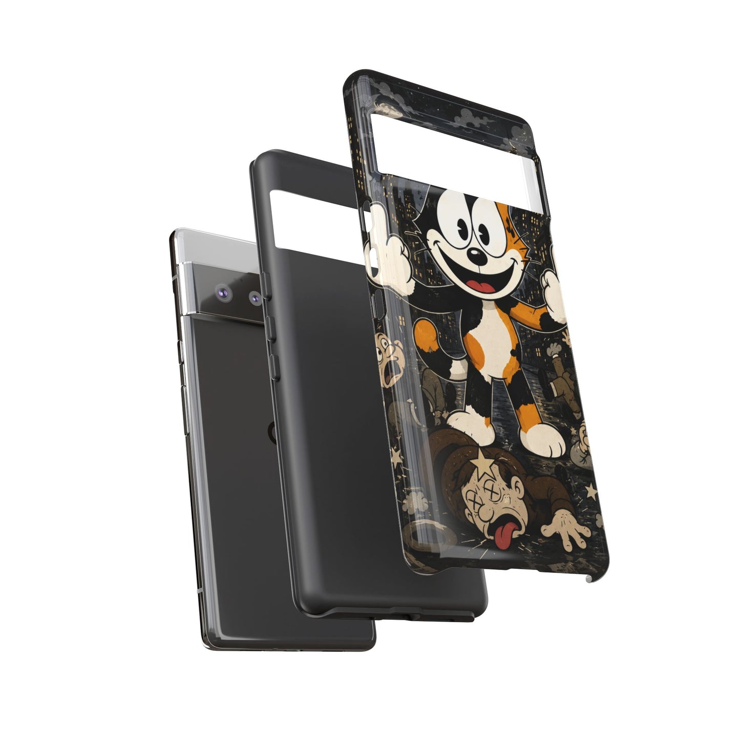 Vintage Cartoon Cat Phone Case — Edgy Felix-Style Illustration