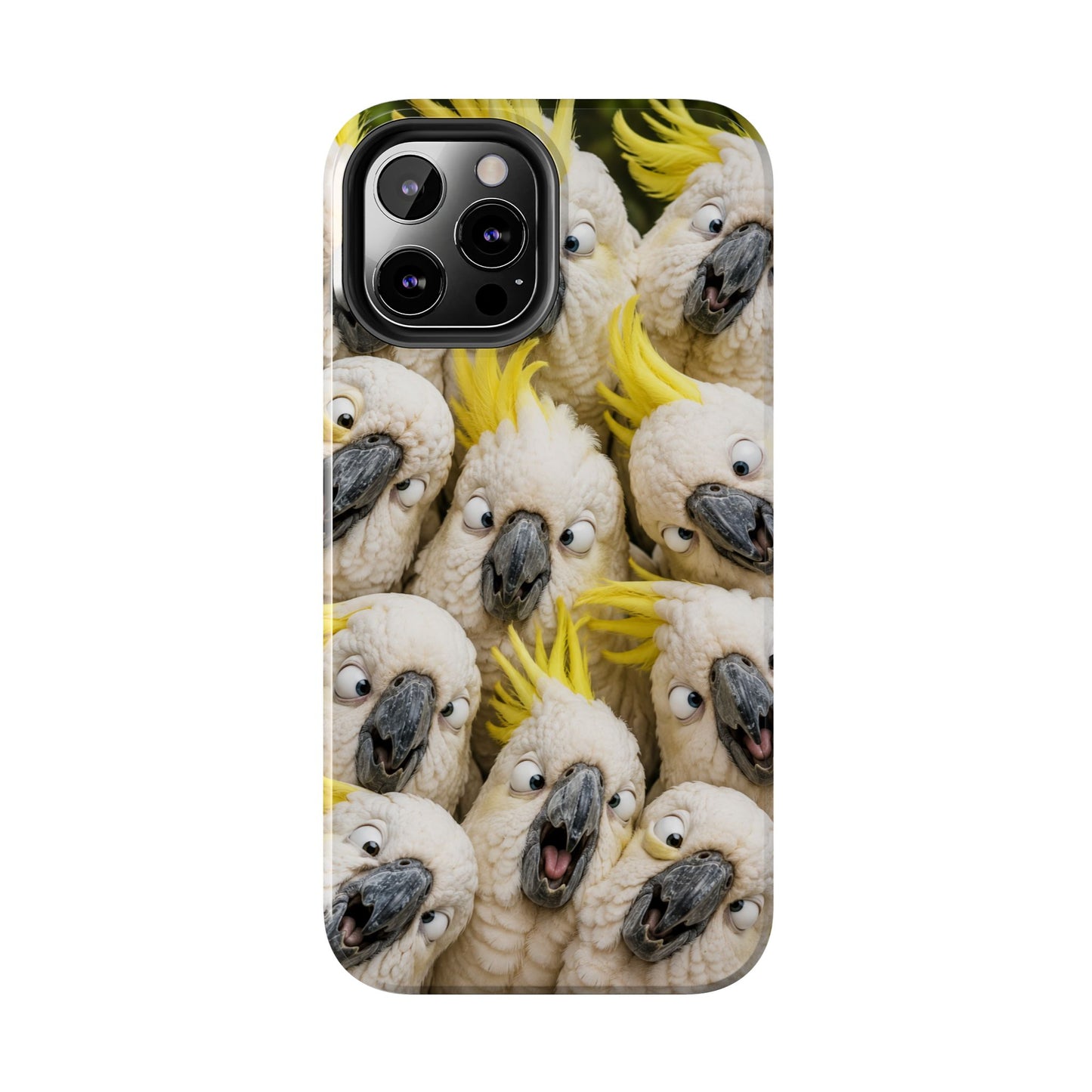 Cockatoo Collage Tough Phone Case — Funny Yellow Crested Bird Protective Phone Cover