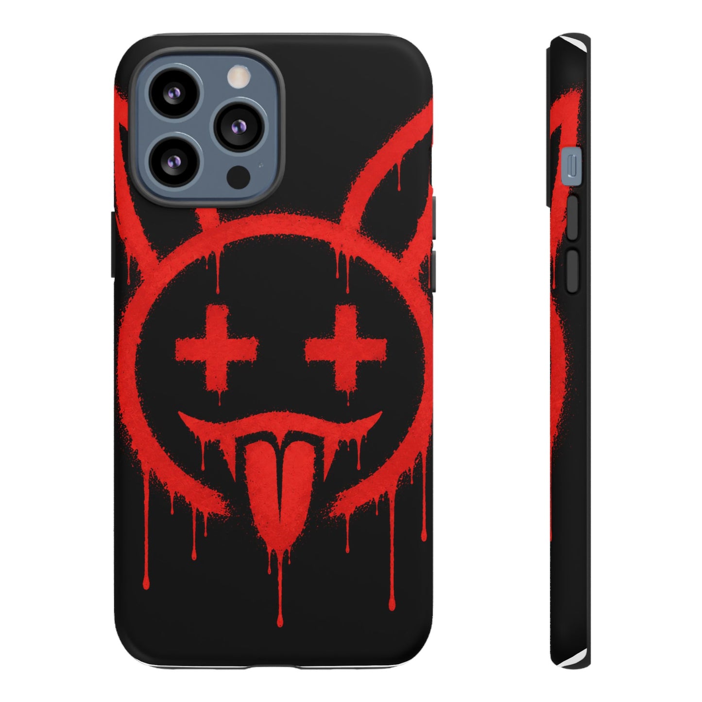 Phone Case - Metallic Souls Red Drip Smiley Graffiti Design