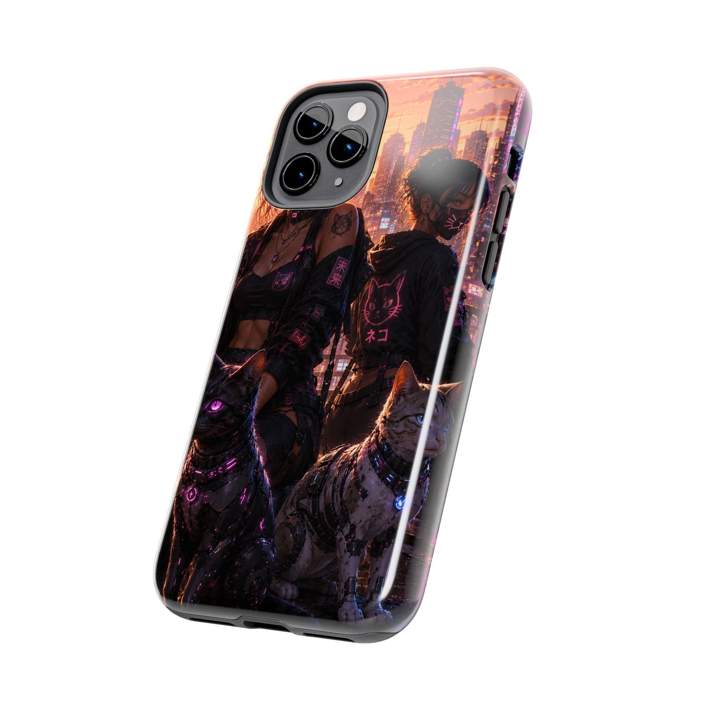 Cyberpunk Pack: Tough Phone Case with Neon Panther & City Sunset