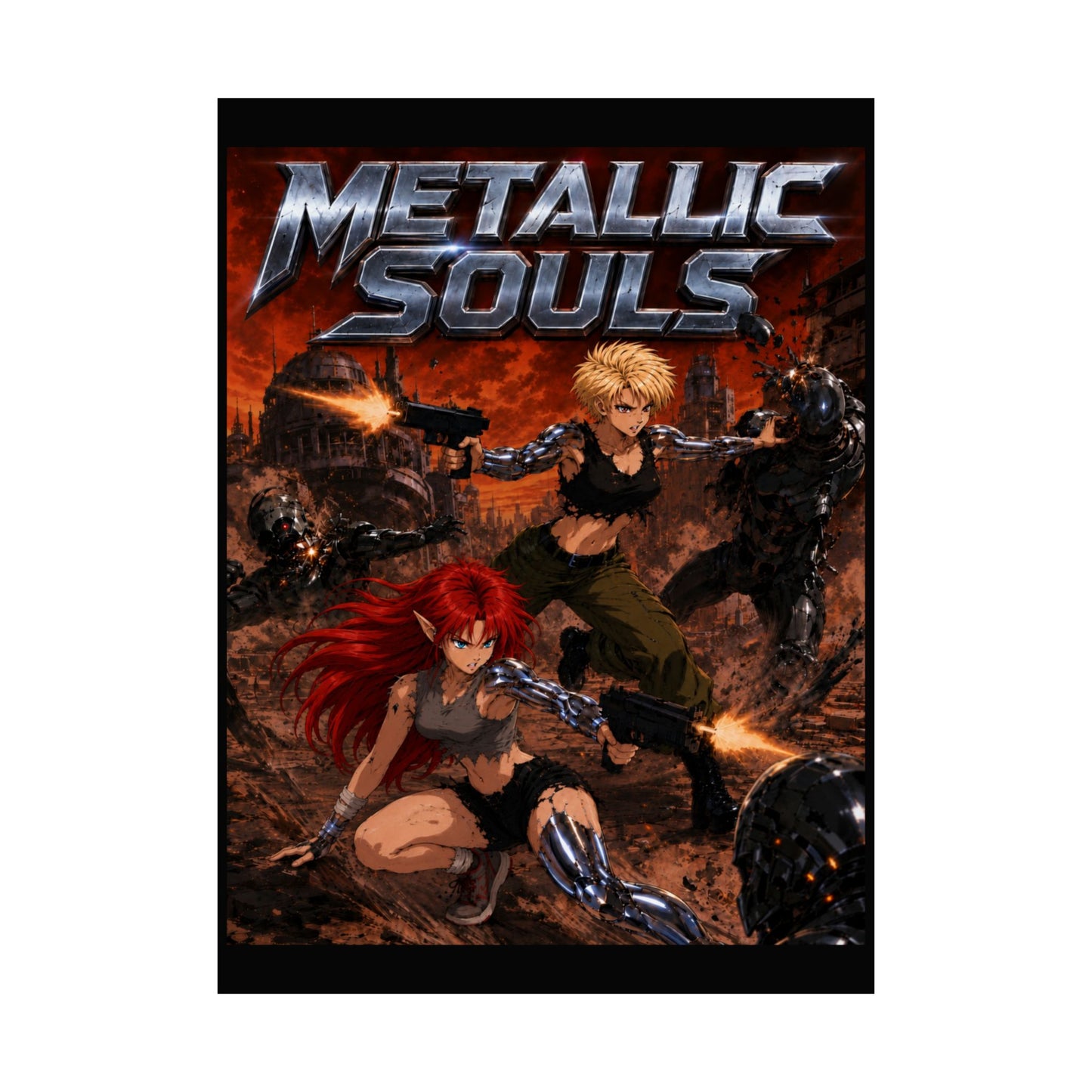 Metallic Souls Poster — Anime Sci‑Fi Action Matte Vertical Print