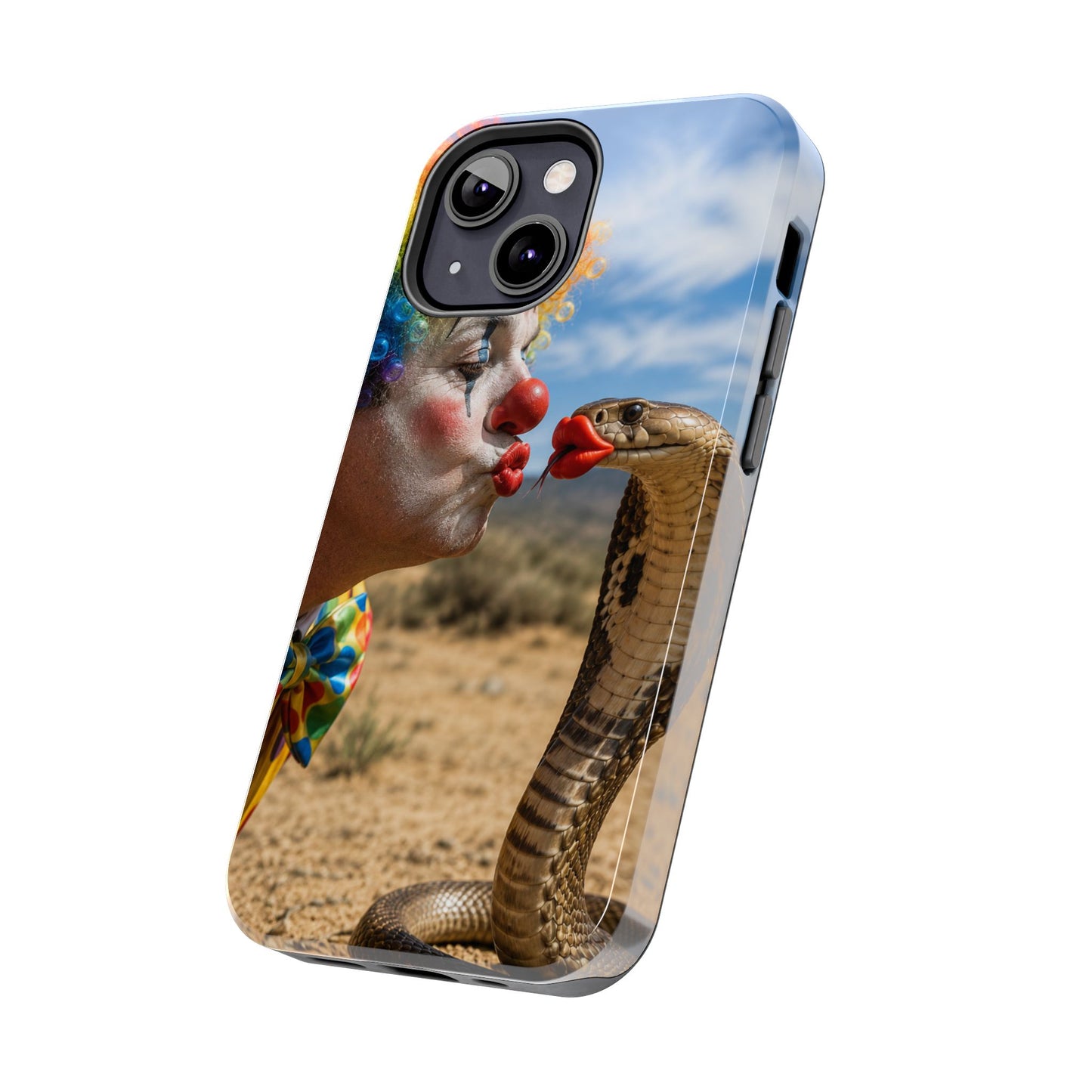 Clown & Cobra Tough Phone Case — Funny Kiss Design, Shockproof Protective Cover