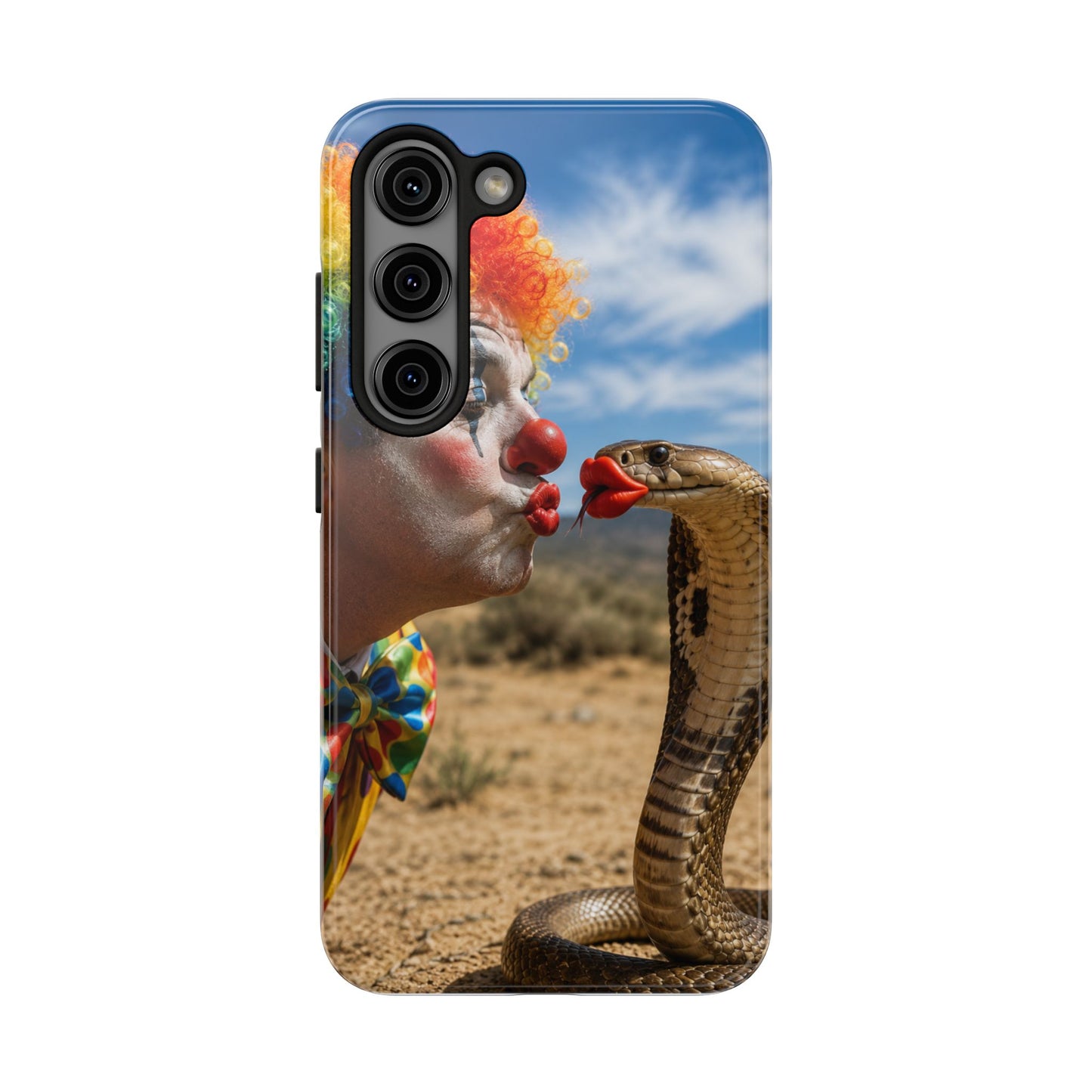 Clown & Cobra Tough Phone Case — Funny Kiss Design, Shockproof Protective Cover