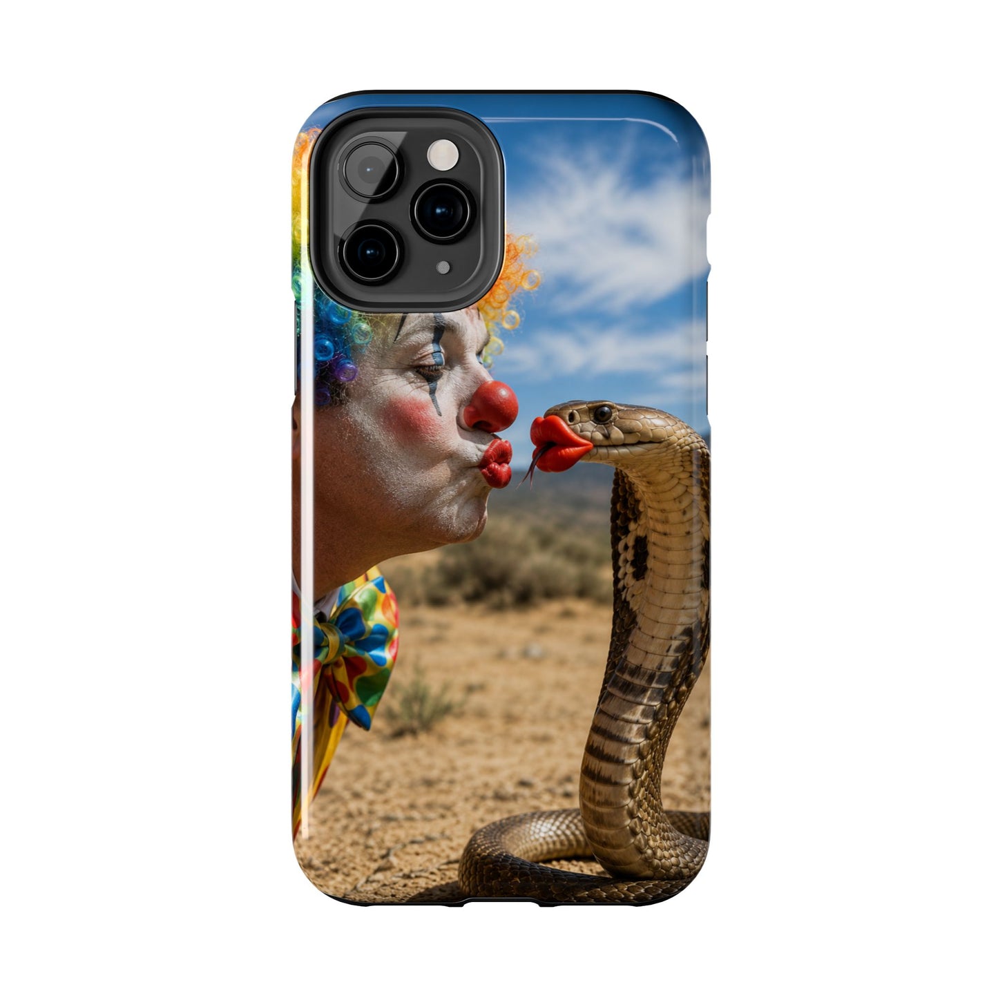 Clown & Cobra Tough Phone Case — Funny Kiss Design, Shockproof Protective Cover