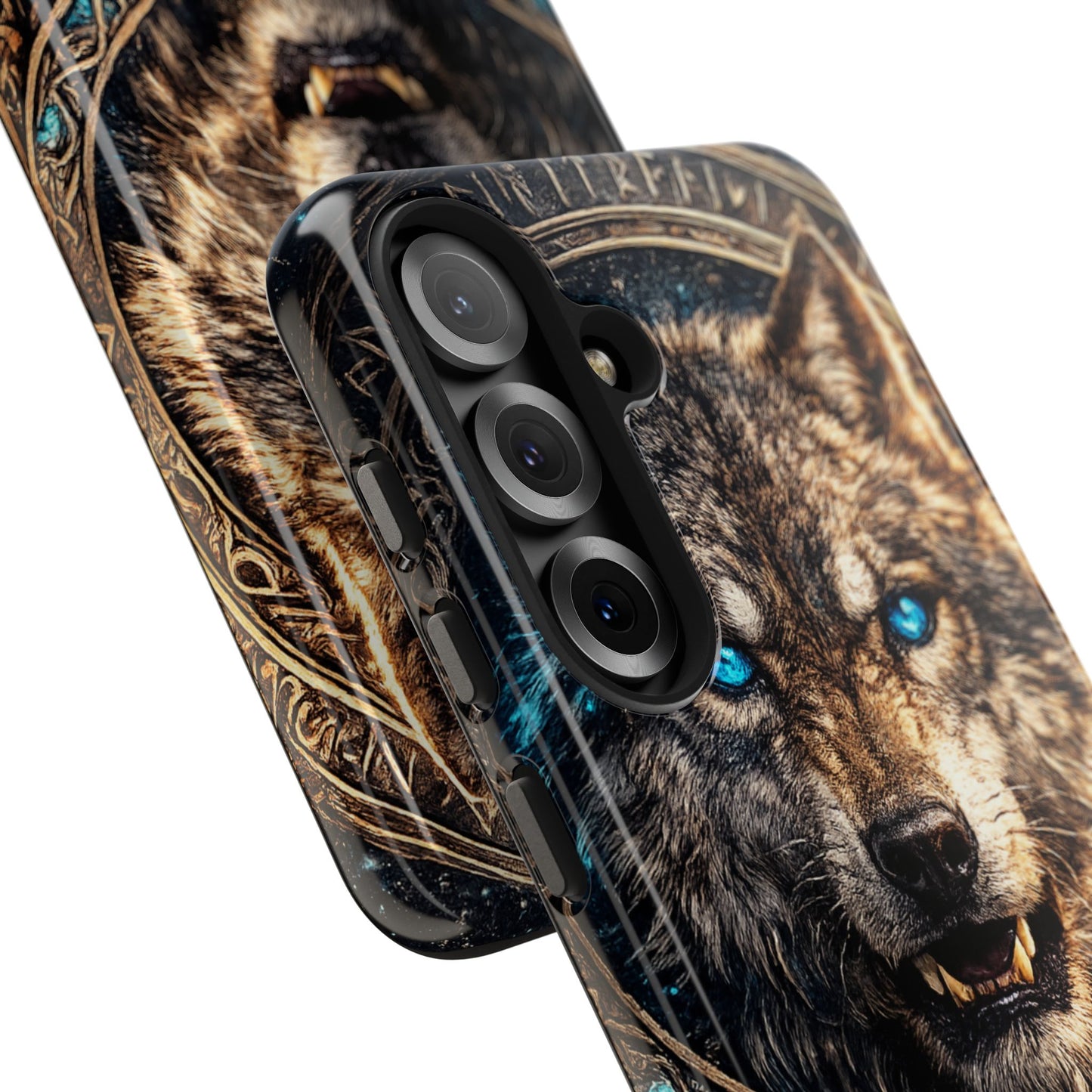Wolf Pentagram Phone Case - Rugged Mystic Phone Cover with Glowing Blue Eyes