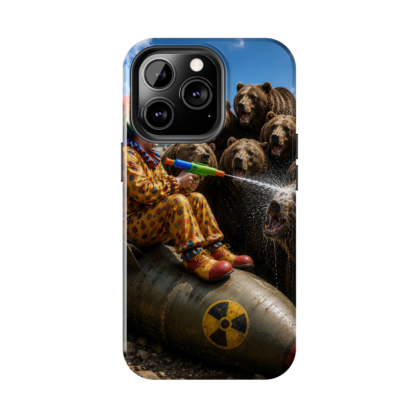 Tough Phone Case — Surreal Clown vs. Bears Protective Phone Cover