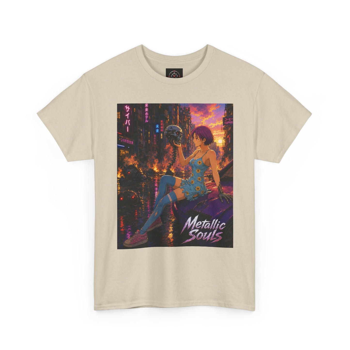 Metallic Souls Tee — Cyberpunk Anime Graphic T-Shirt