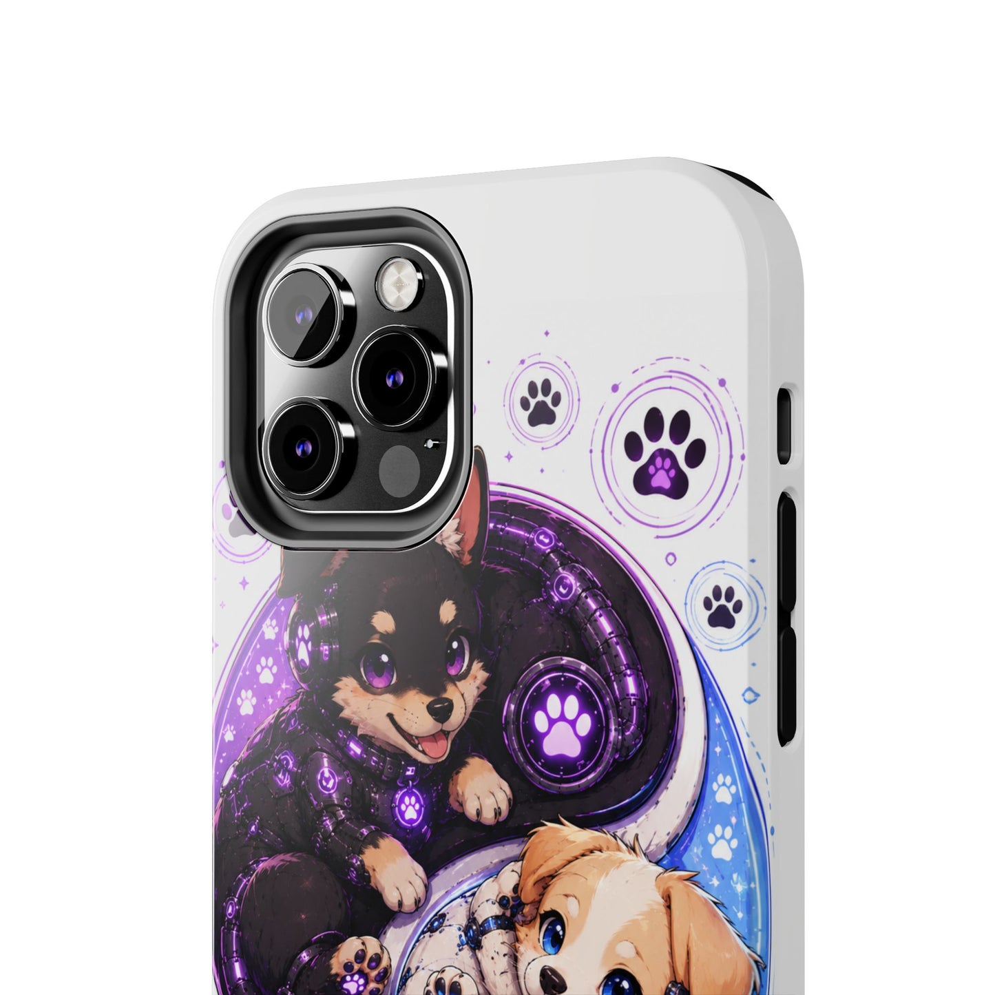 Yin Yang Puppy Tough Phone Case — Cute Paw Print Dog Protector