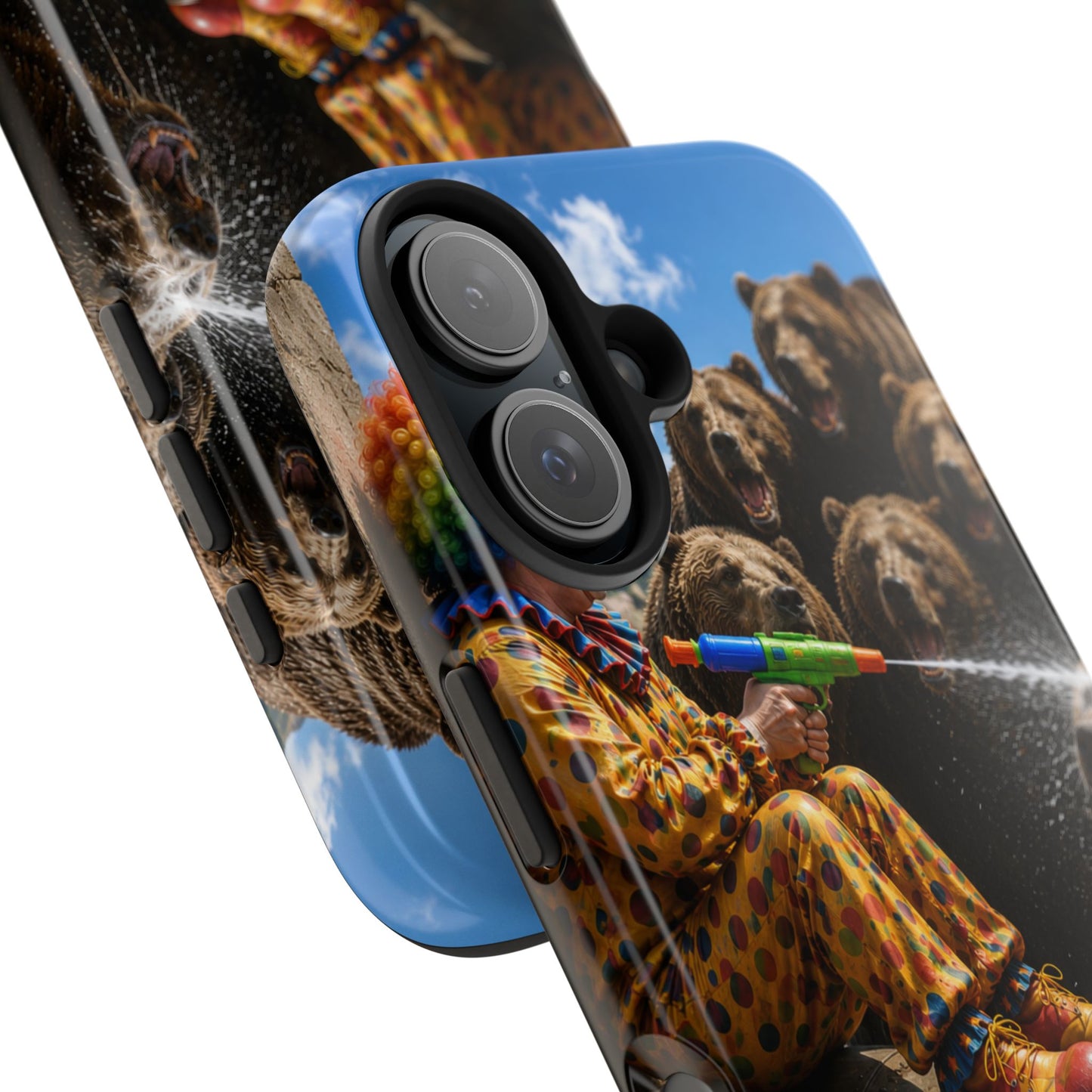 Tough Phone Case — Surreal Clown vs. Bears Protective Phone Cover