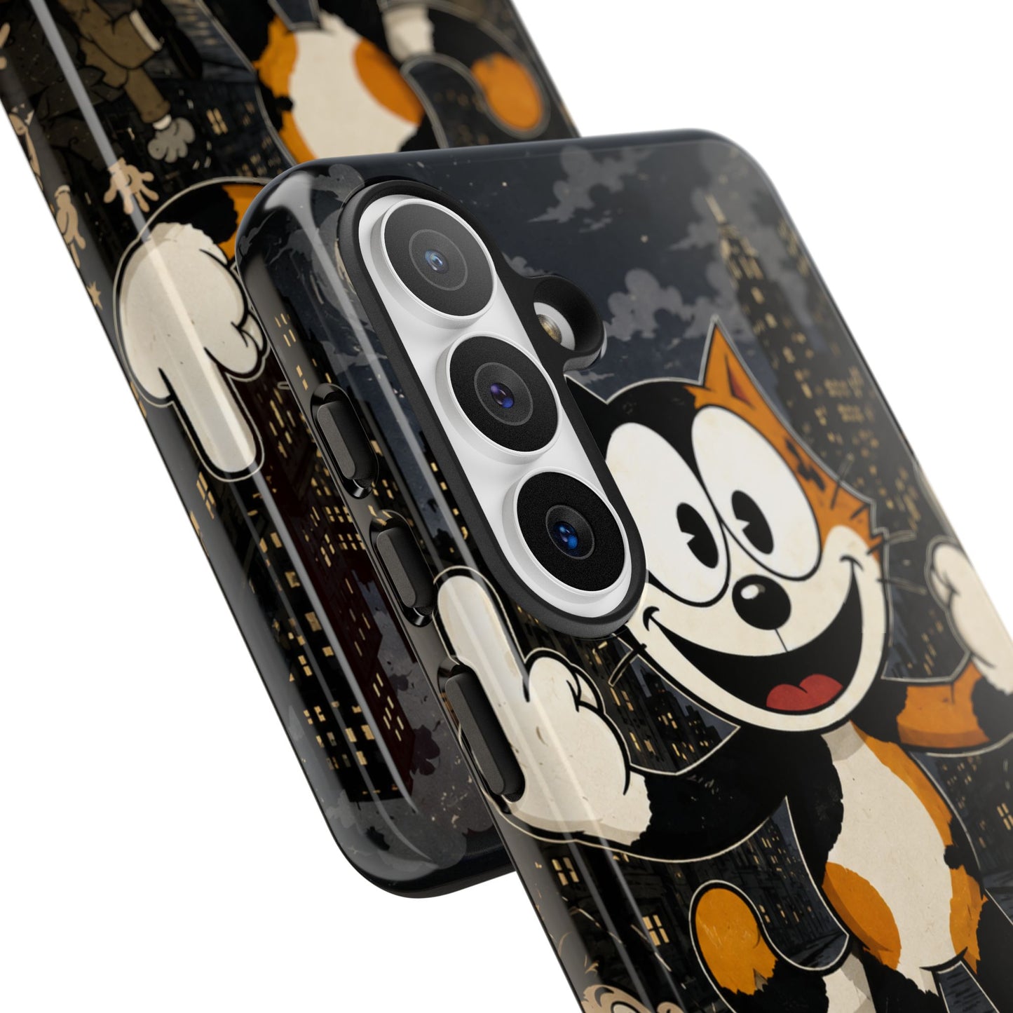 Vintage Cartoon Cat Phone Case — Edgy Felix-Style Illustration