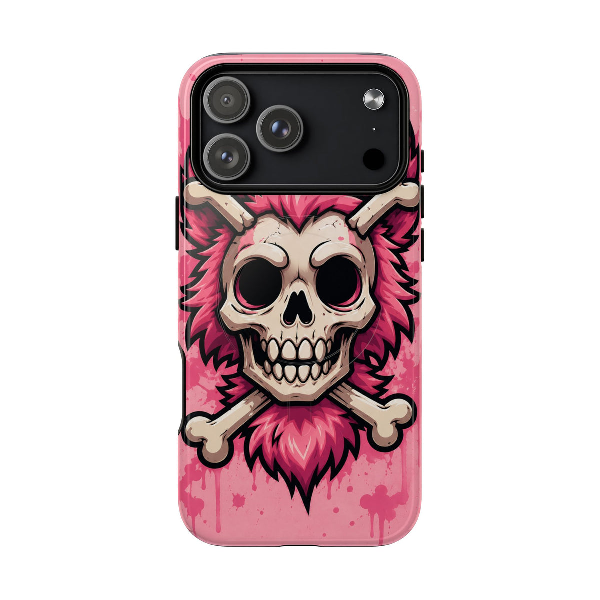 Pink Skull & Crossbones Tough Magnetic Phone Case — Punk Rock Protective Cover