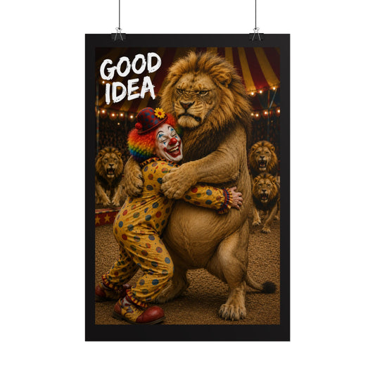 Rolled Poster — 'Good Idea' Clown & Lion Circus Art Print