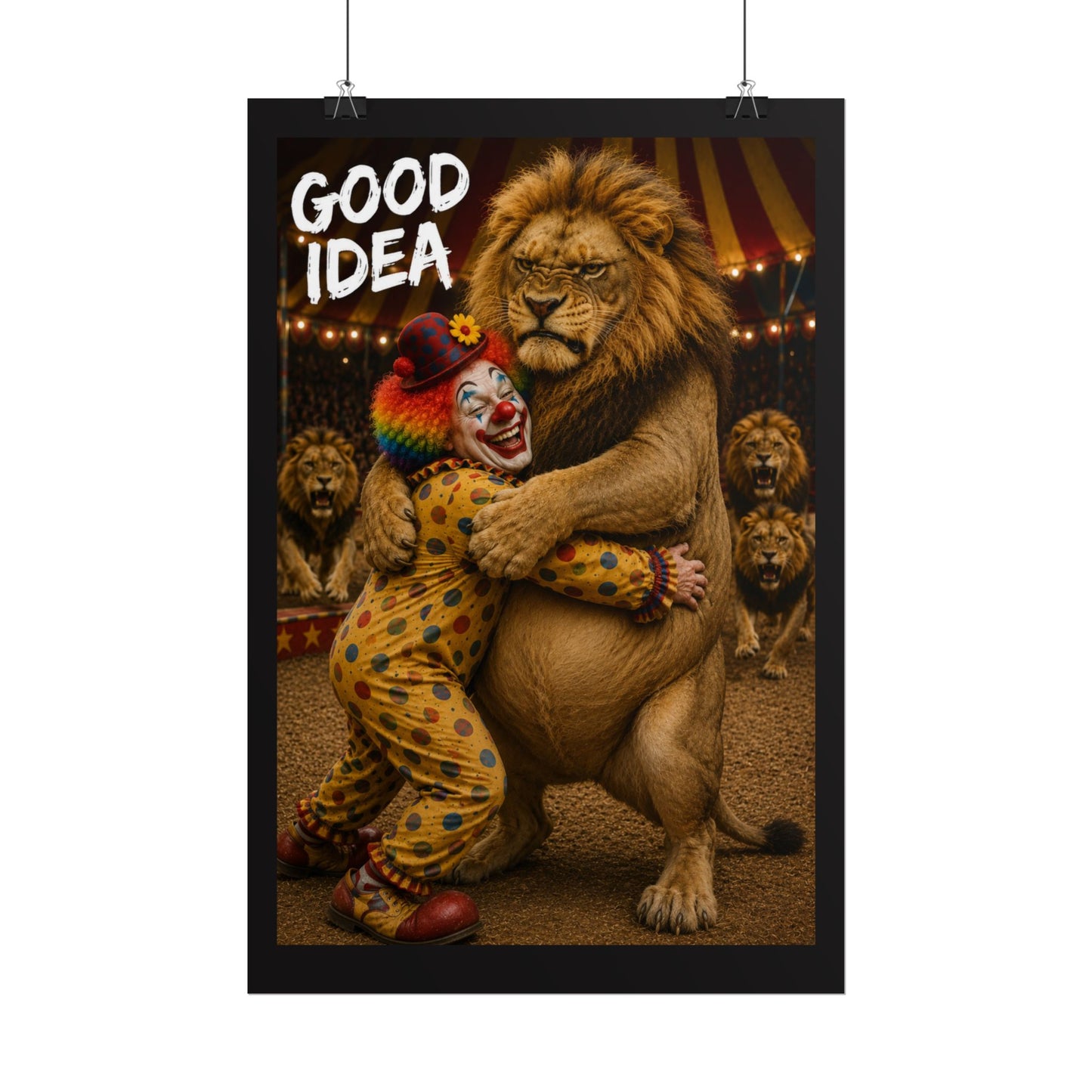 Rolled Poster — 'Good Idea' Clown & Lion Circus Art Print