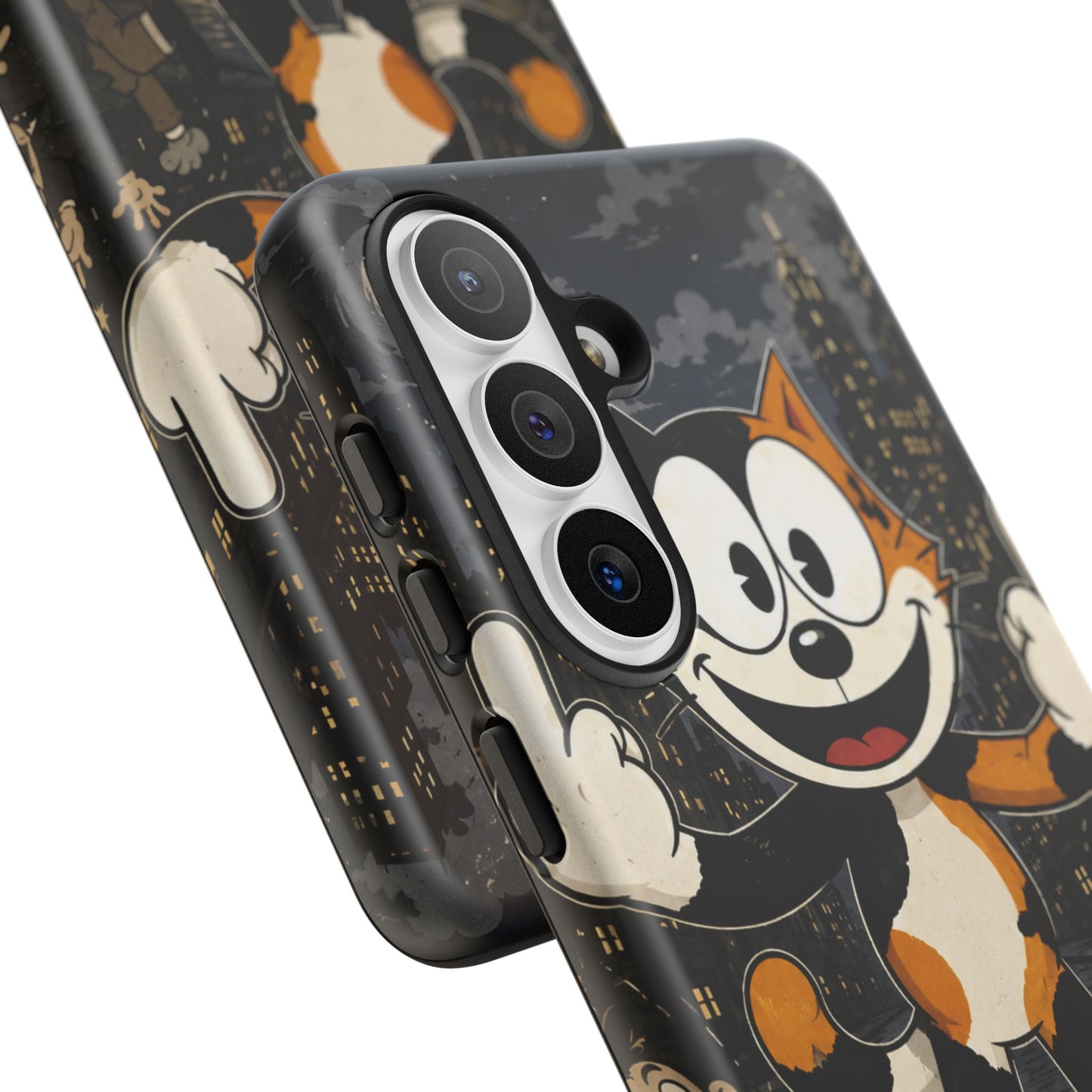 Vintage Cartoon Cat Phone Case — Edgy Felix-Style Illustration