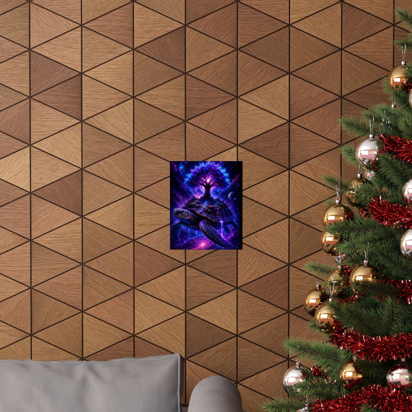 Cosmic Turtle Poster — Mystic Tree on Turtle Shell Matte Vertical Wall Art