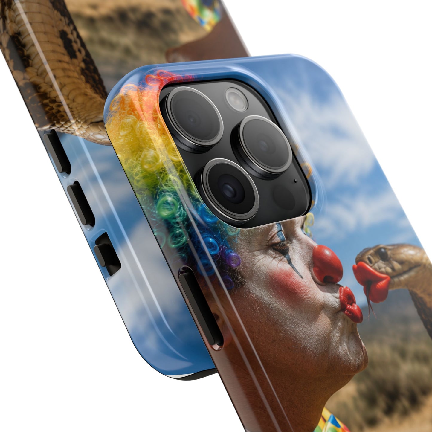 Clown & Cobra Tough Phone Case — Funny Kiss Design, Shockproof Protective Cover