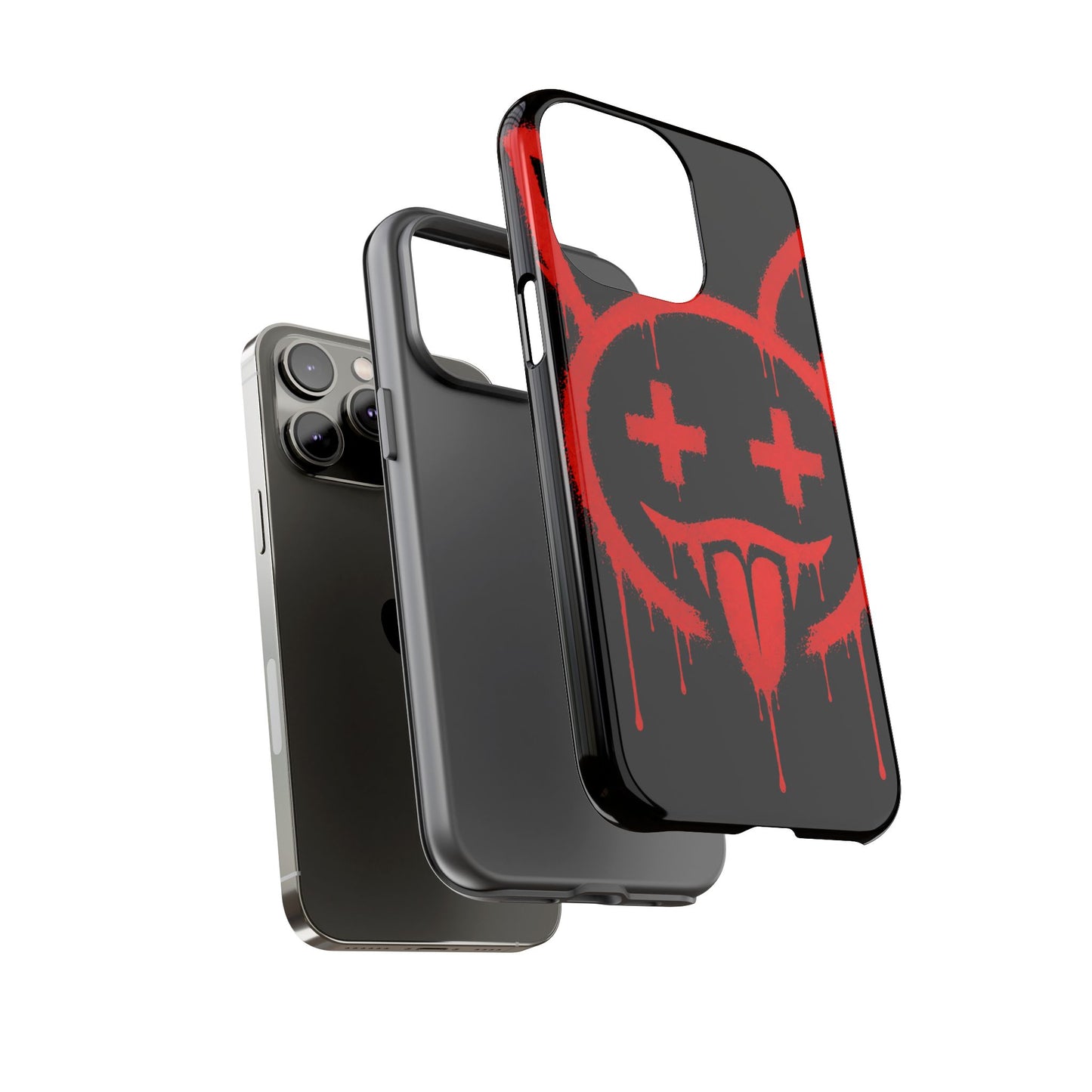 Phone Case - Metallic Souls Red Drip Smiley Graffiti Design