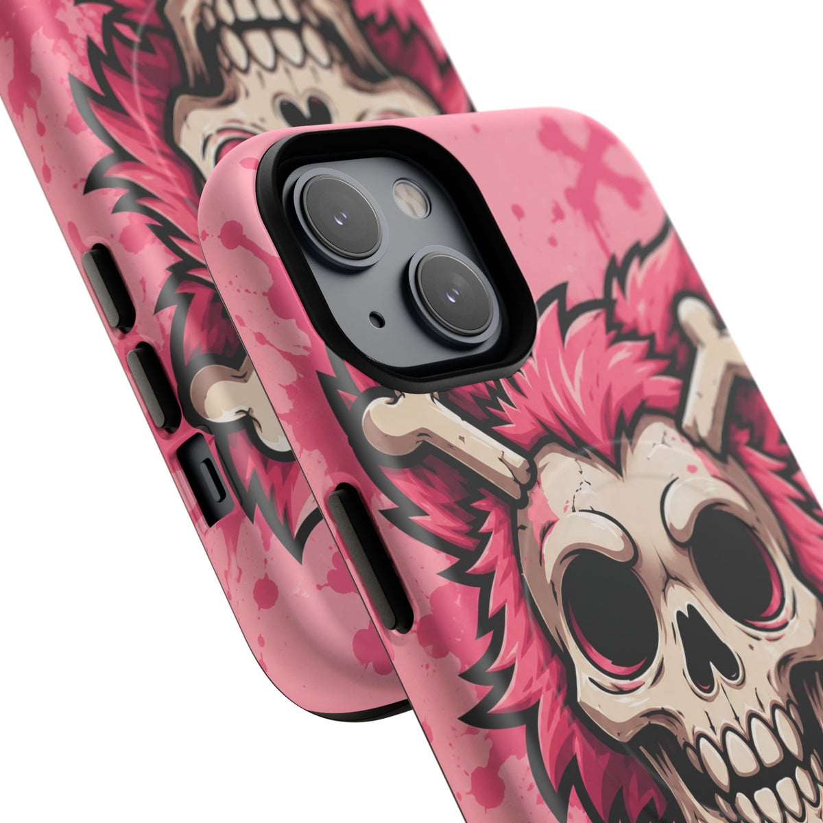 Pink Skull & Crossbones Tough Magnetic Phone Case — Punk Rock Protective Cover