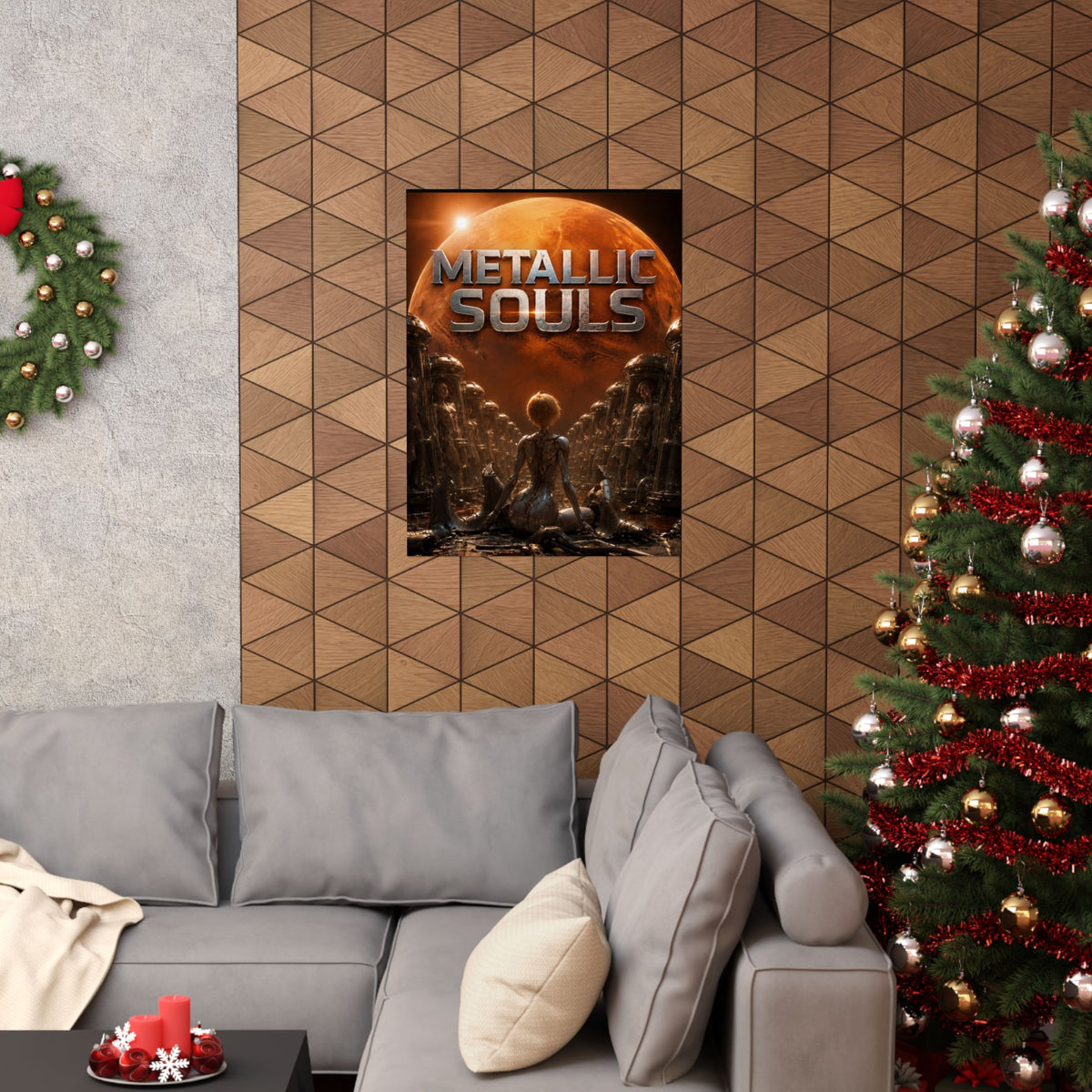 Metallic Souls Matte Poster — Sci‑Fi Planet Artwork