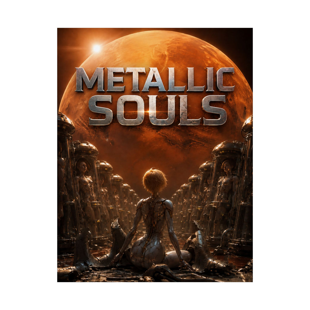 Metallic Souls Matte Poster — Sci‑Fi Planet Artwork