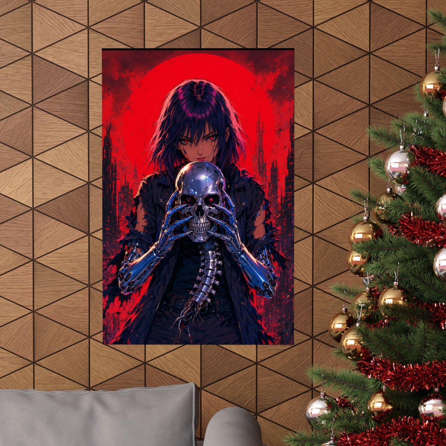 Metallic Souls Skull Poster — Gothic Anime Matte Vertical Wall Art
