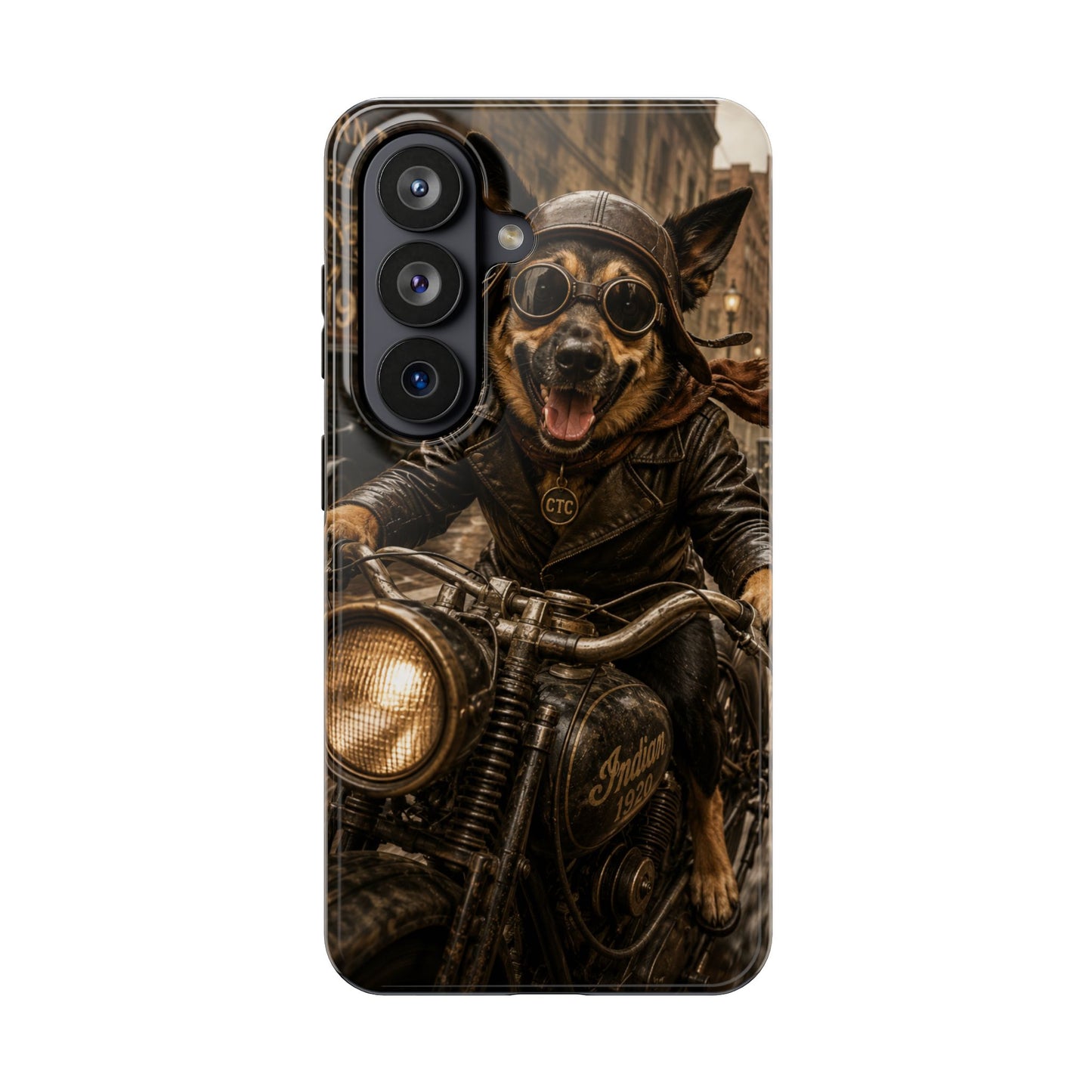Phone Case — Biker Dog Riding Motorcycle Protective Tough Cover