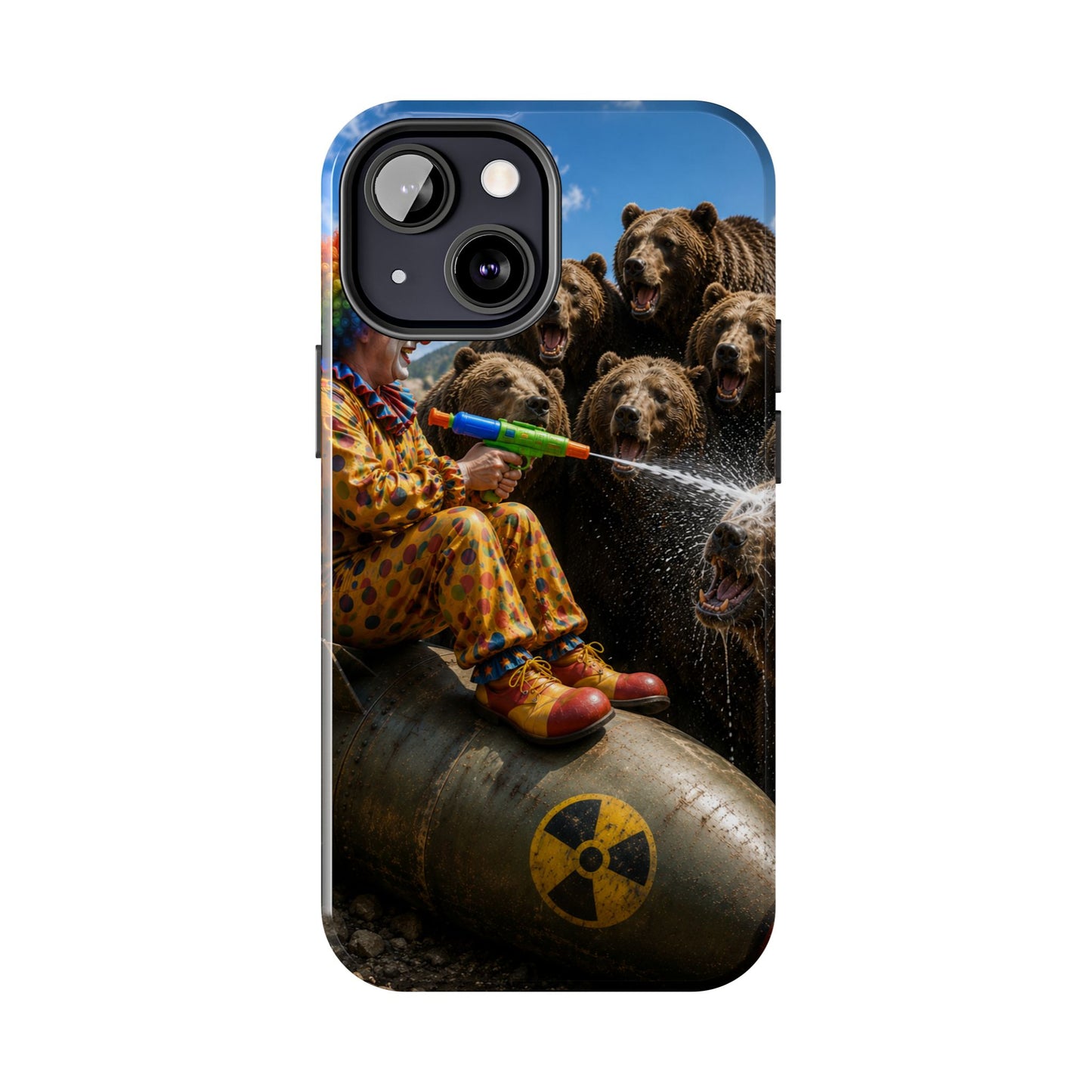Tough Phone Case — Surreal Clown vs. Bears Protective Phone Cover