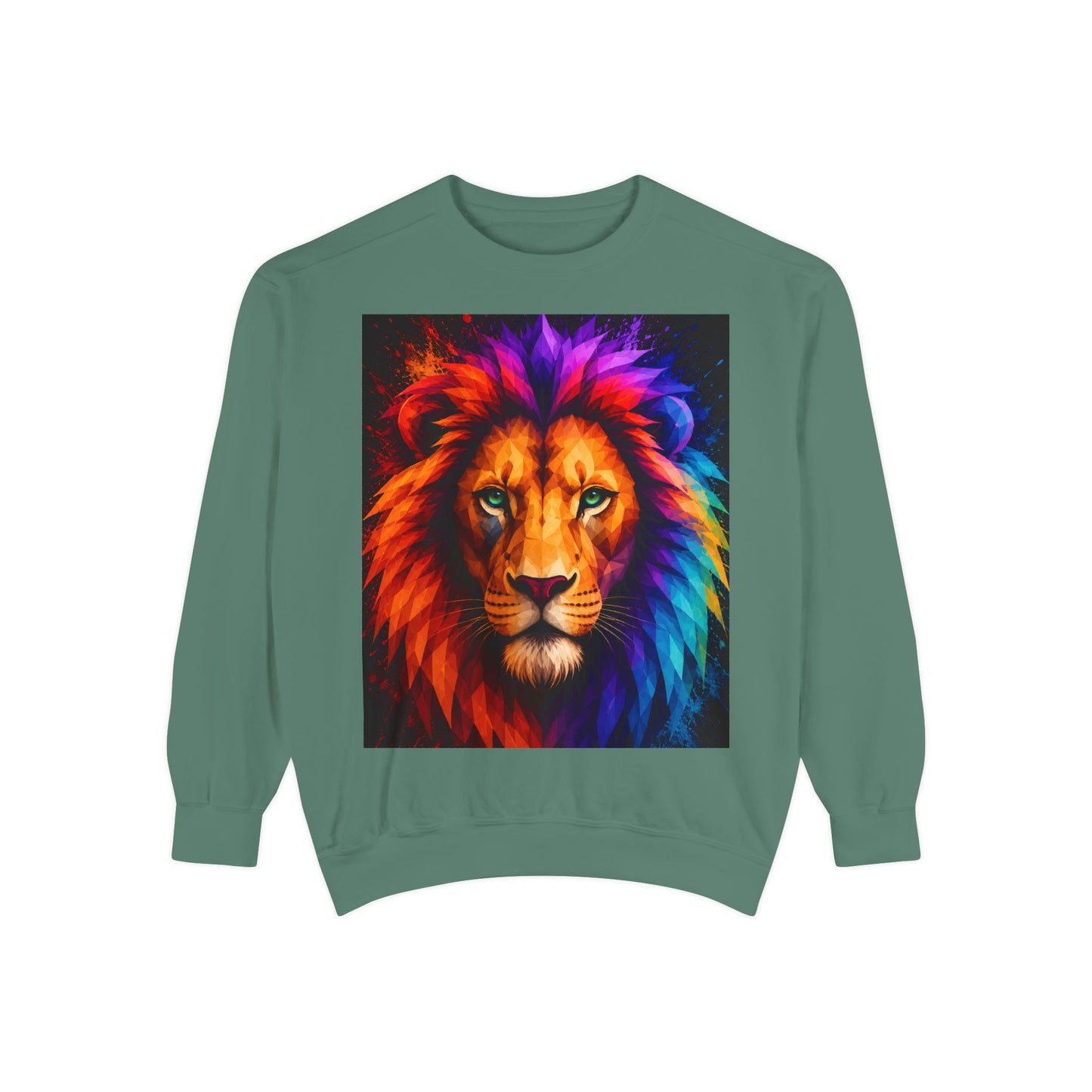 Colorful Lion Sweatshirt — Vibrant Rainbow Mane Crewneck