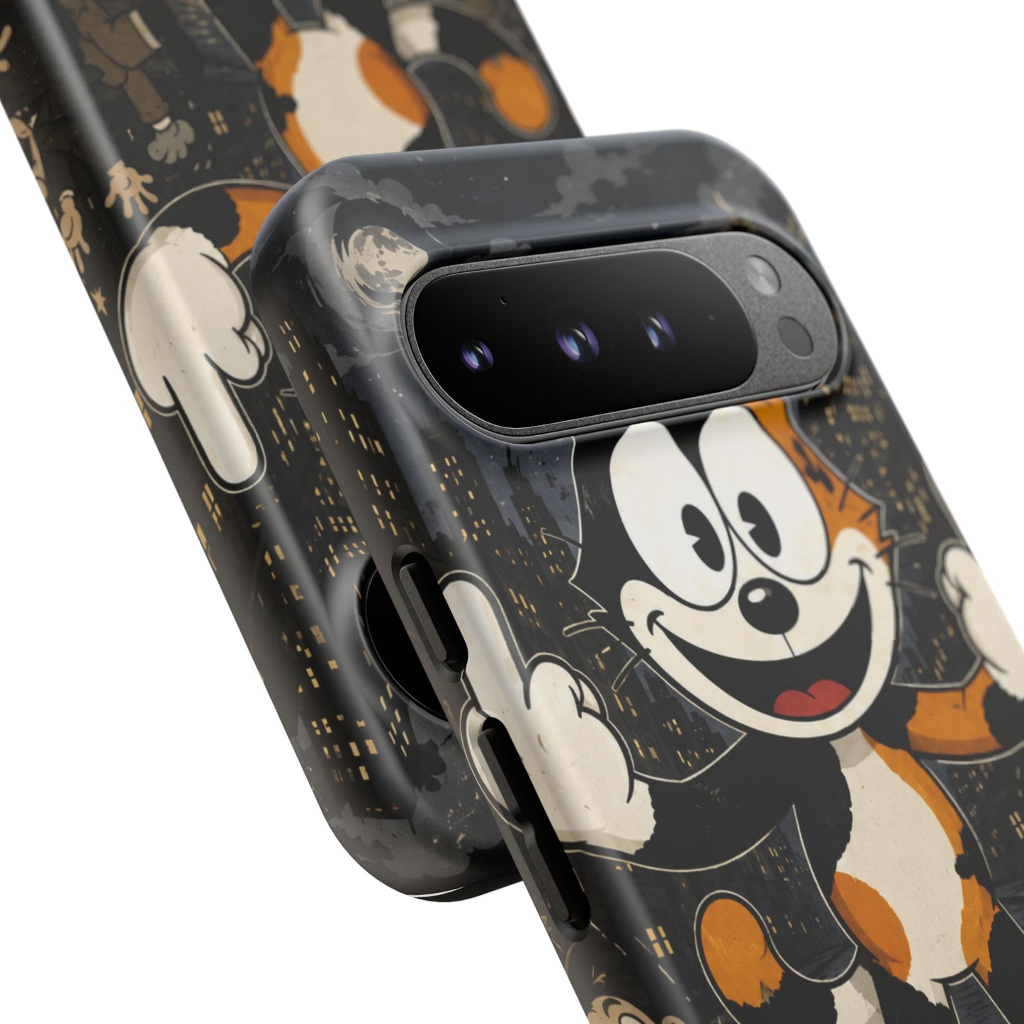 Vintage Cartoon Cat Phone Case — Edgy Felix-Style Illustration