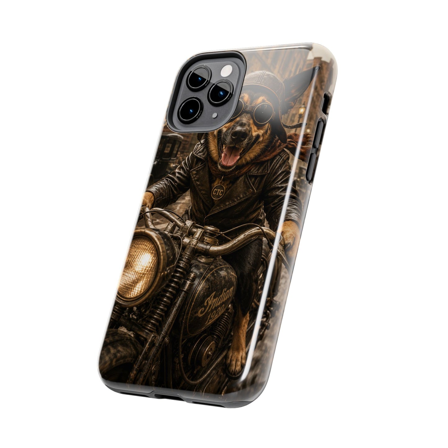 Phone Case — Biker Dog Riding Motorcycle Protective Tough Cover