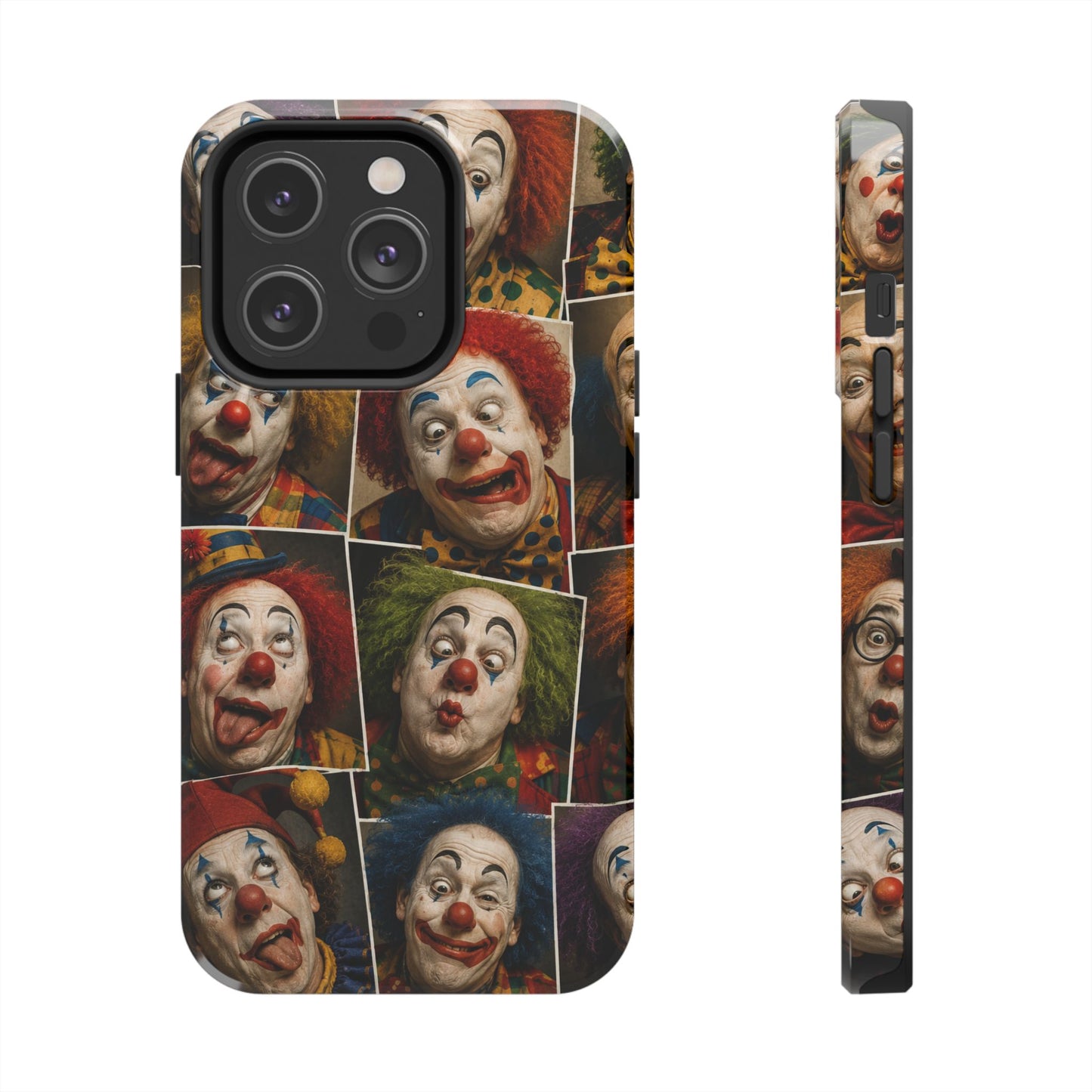 Clown Collage Tough Phone Case — Retro Carnival Horror Pattern