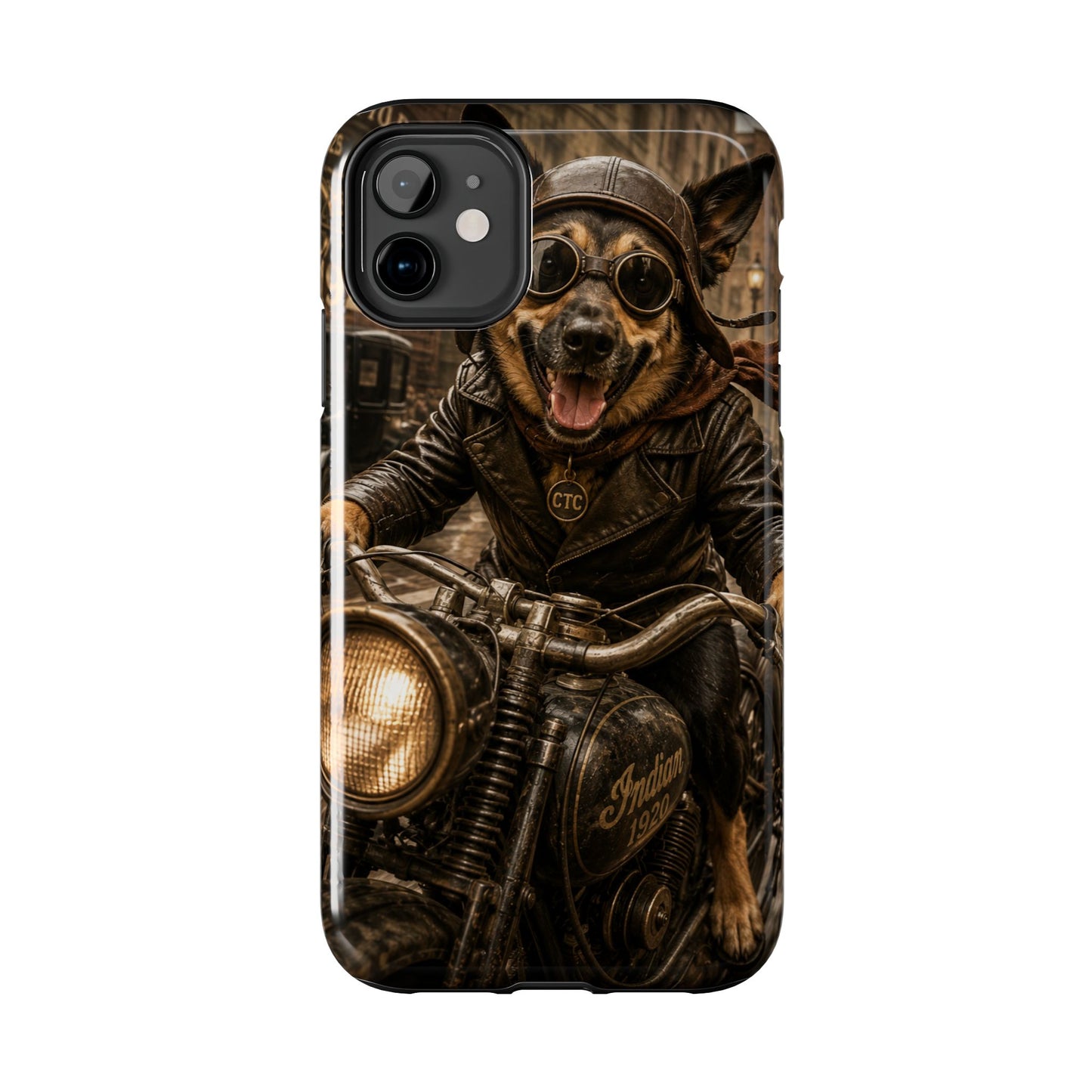Phone Case — Biker Dog Riding Motorcycle Protective Tough Cover