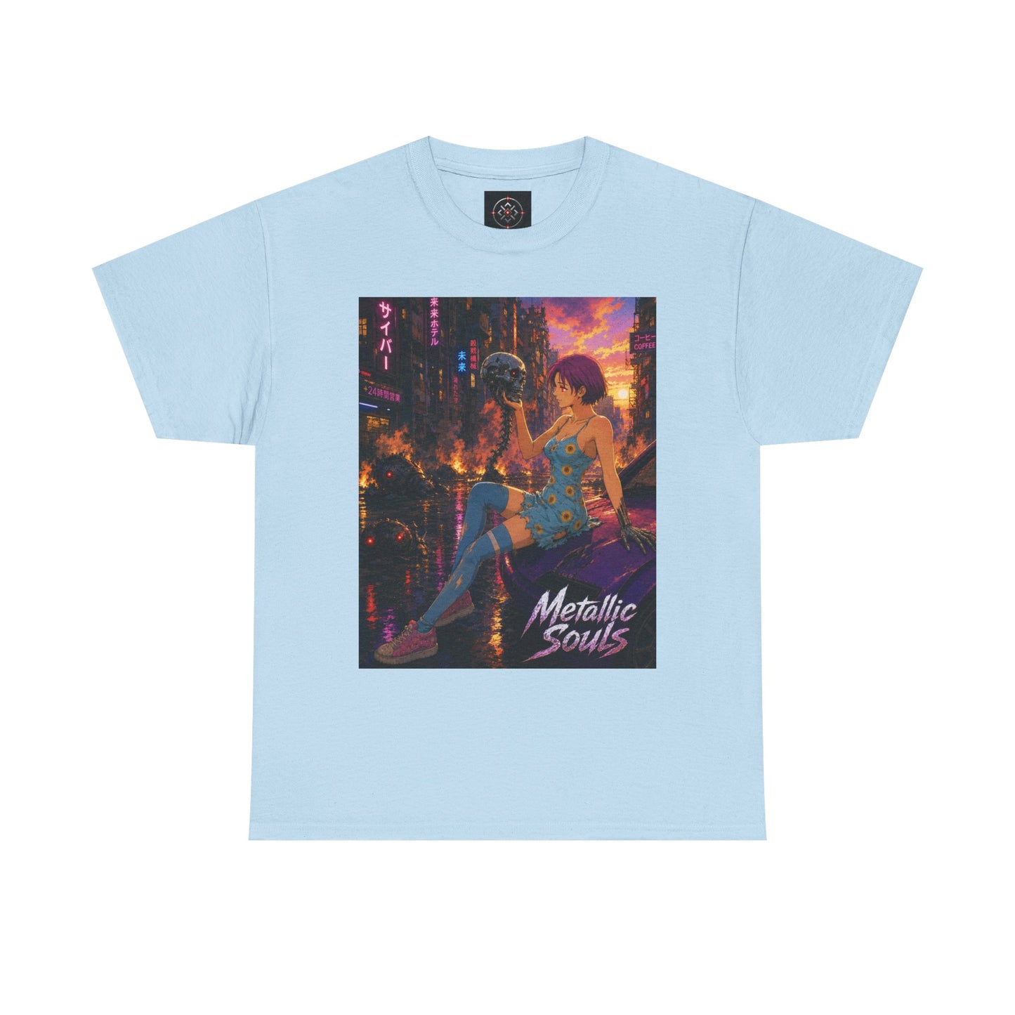 Metallic Souls Tee — Cyberpunk Anime Graphic T-Shirt