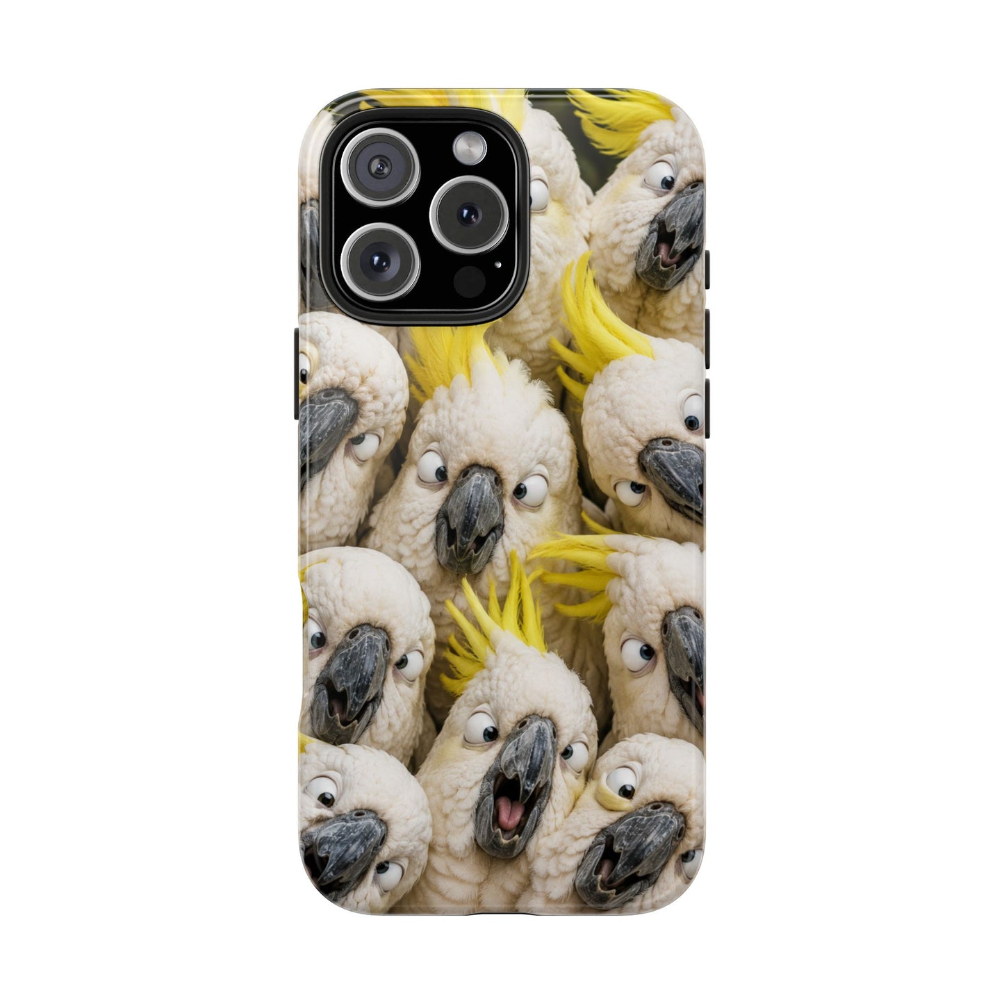 Cockatoo Collage Tough Phone Case — Funny Yellow Crested Bird Protective Phone Cover