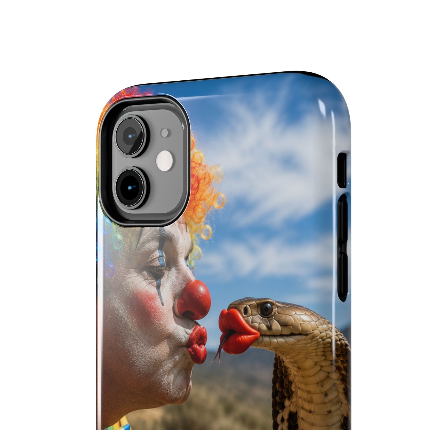 Clown & Cobra Tough Phone Case — Funny Kiss Design, Shockproof Protective Cover