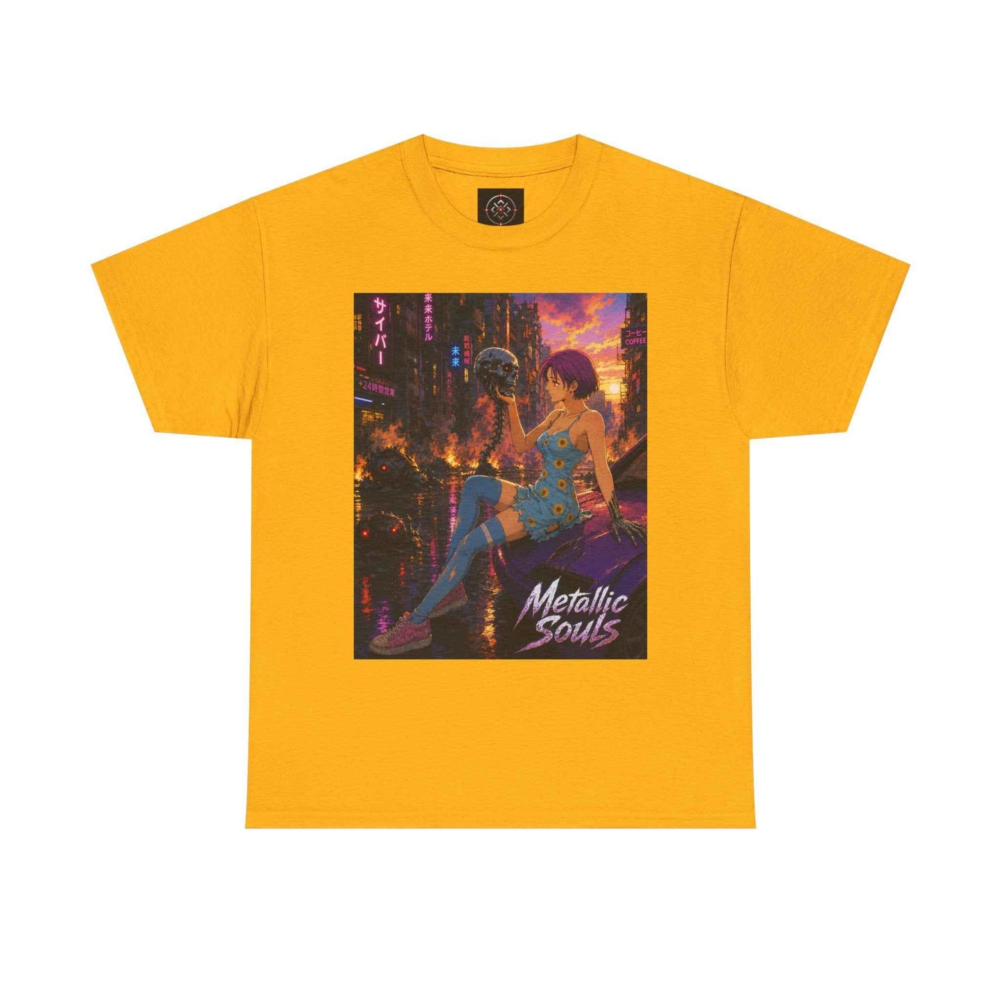 Metallic Souls Tee — Cyberpunk Anime Graphic T-Shirt
