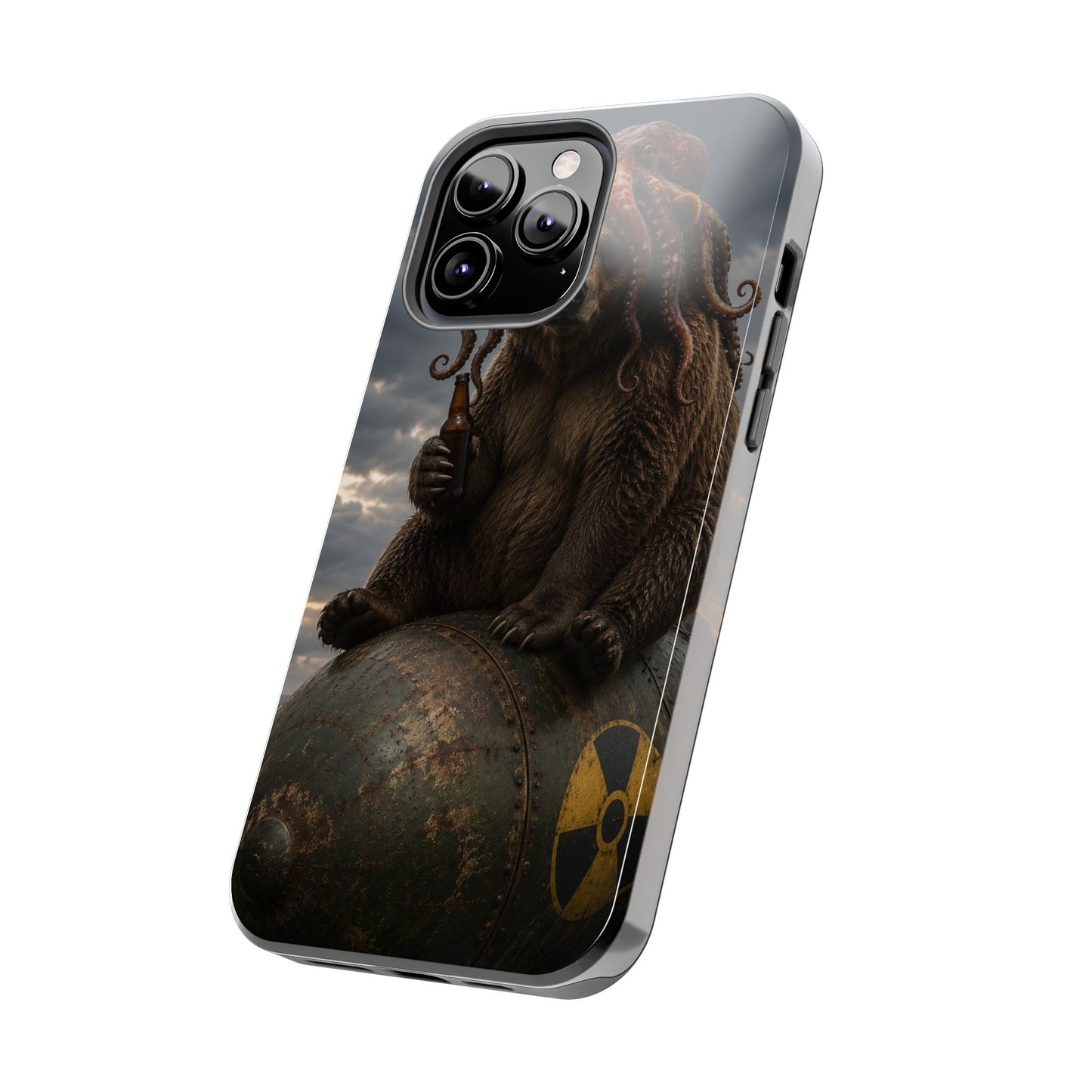 Tough Phone Case — Post‑Apocalyptic Bear with Octopus Helmet on Nuclear Bomb