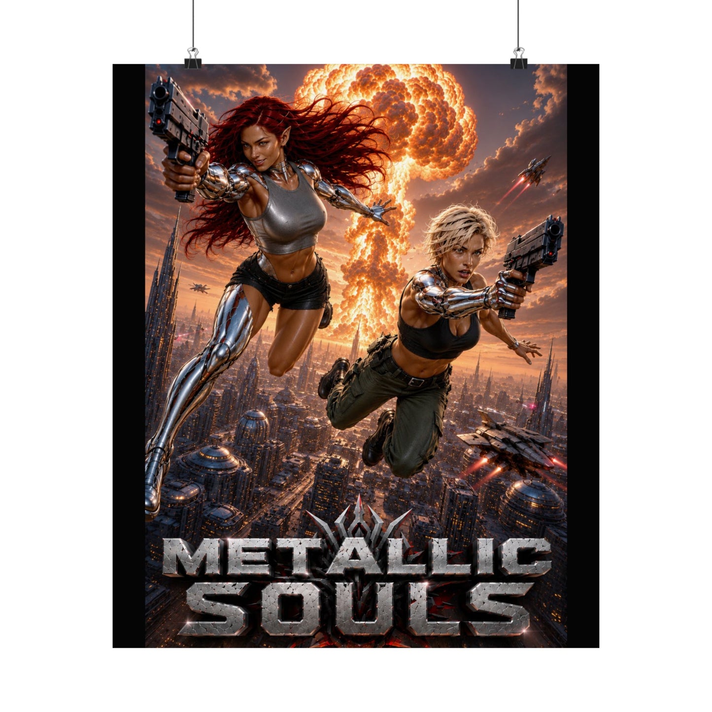 Metallic Souls Sci‑Fi Poster — Action Cyberpunk Movie Art