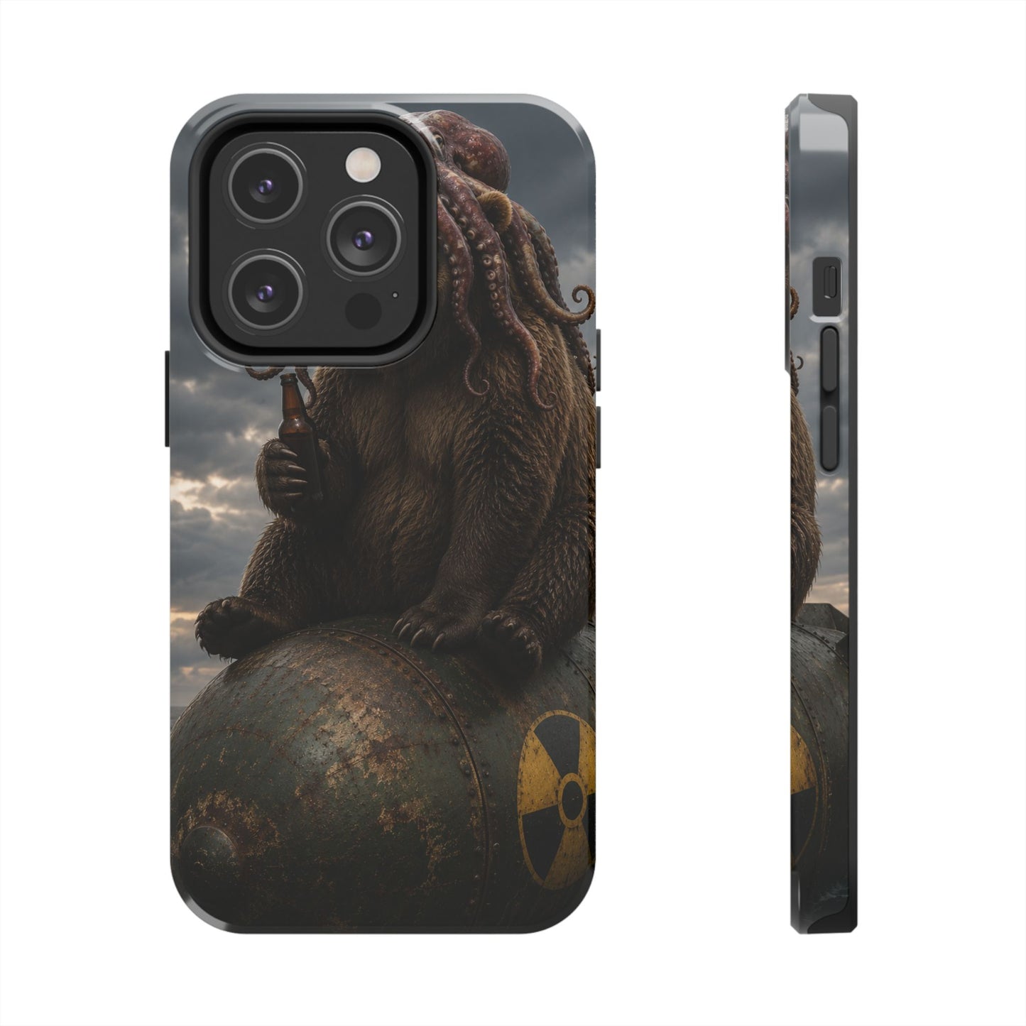 Tough Phone Case — Post‑Apocalyptic Bear with Octopus Helmet on Nuclear Bomb
