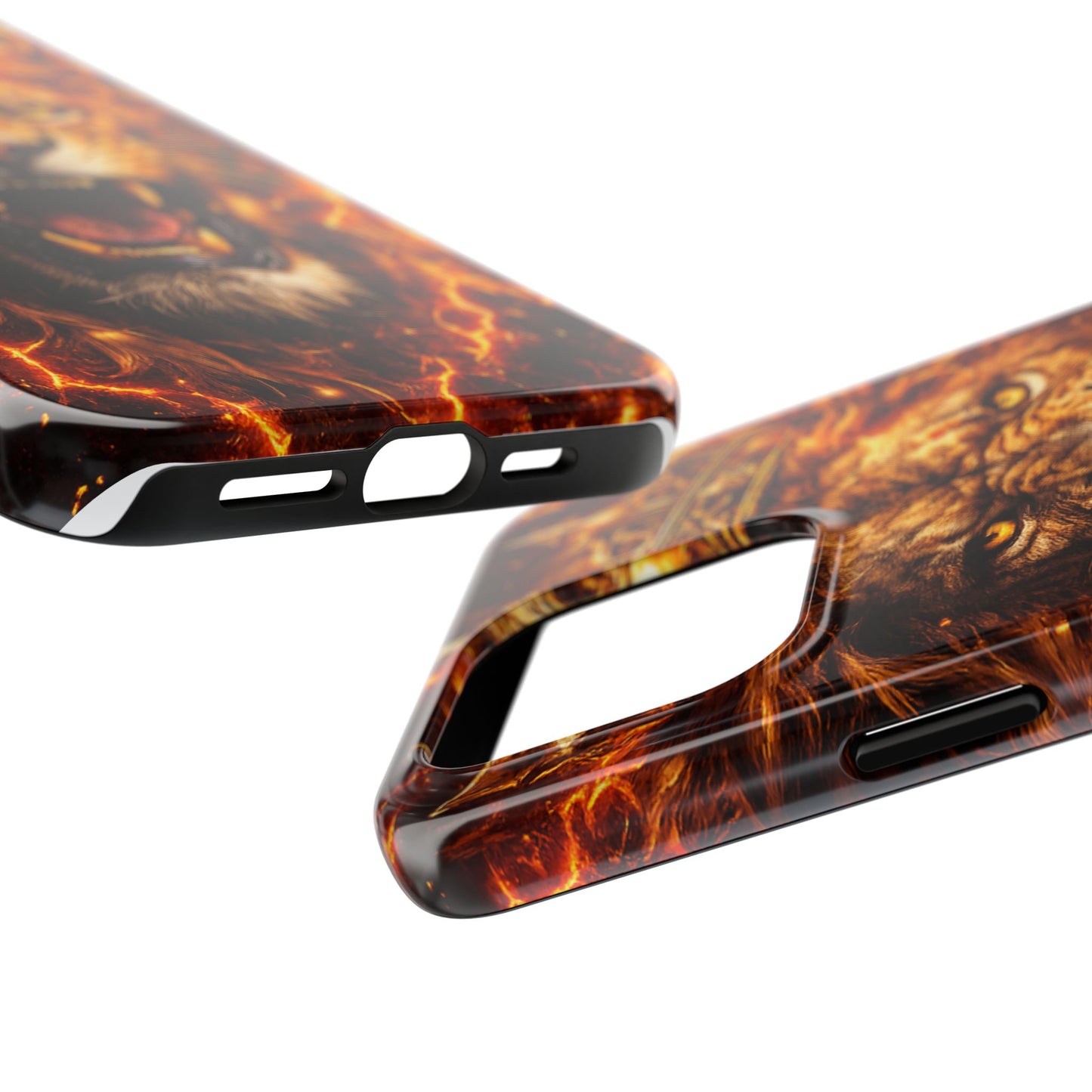 Fiery Lion King Tough Phone Case — Protective iPhone Case with Roaring Crown Design