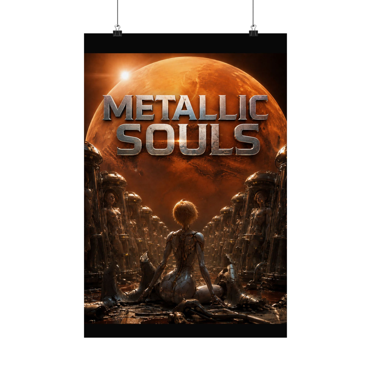 Metallic Souls Matte Poster — Sci‑Fi Planet Artwork