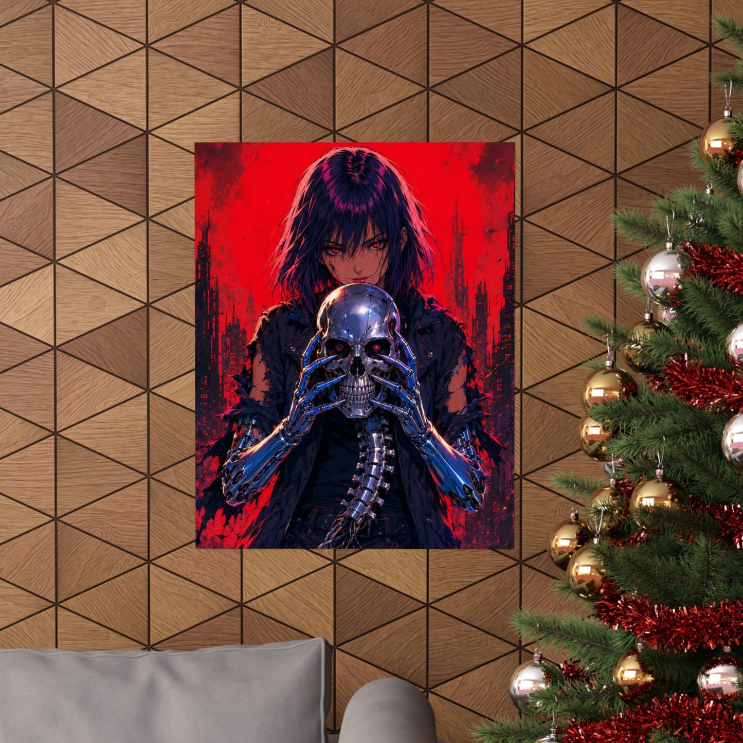 Metallic Souls Skull Poster — Gothic Anime Matte Vertical Wall Art