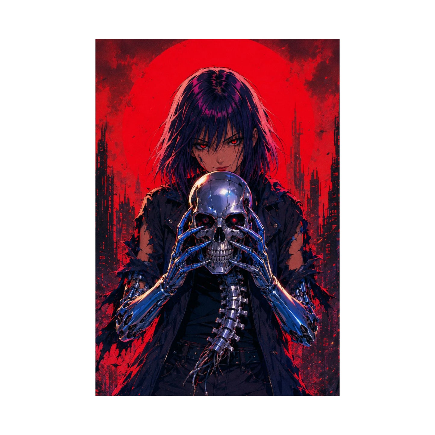 Metallic Souls Skull Poster — Gothic Anime Matte Vertical Wall Art