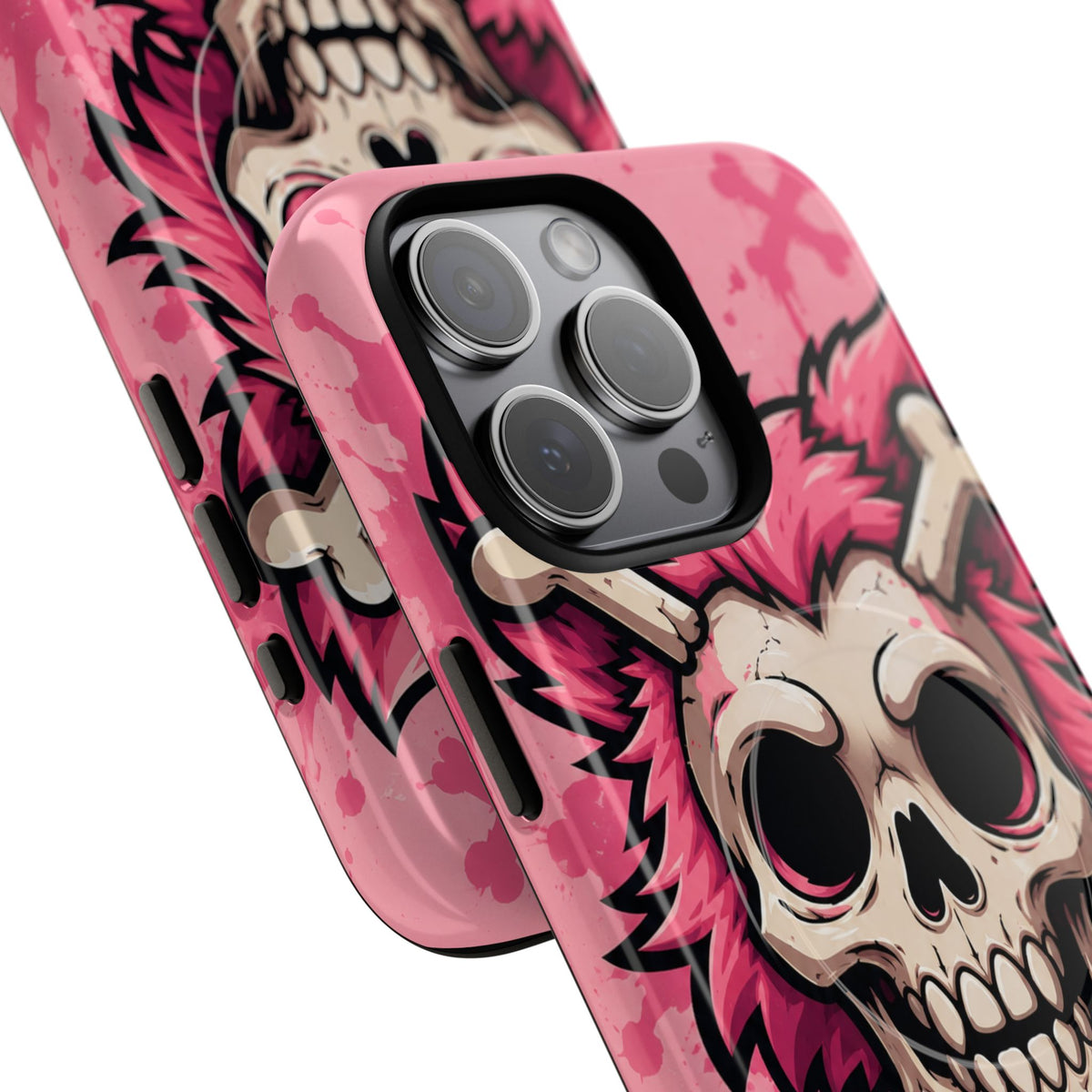 Pink Skull & Crossbones Tough Magnetic Phone Case — Punk Rock Protective Cover