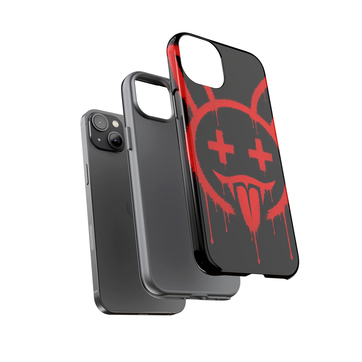 Phone Case - Metallic Souls Red Drip Smiley Graffiti Design