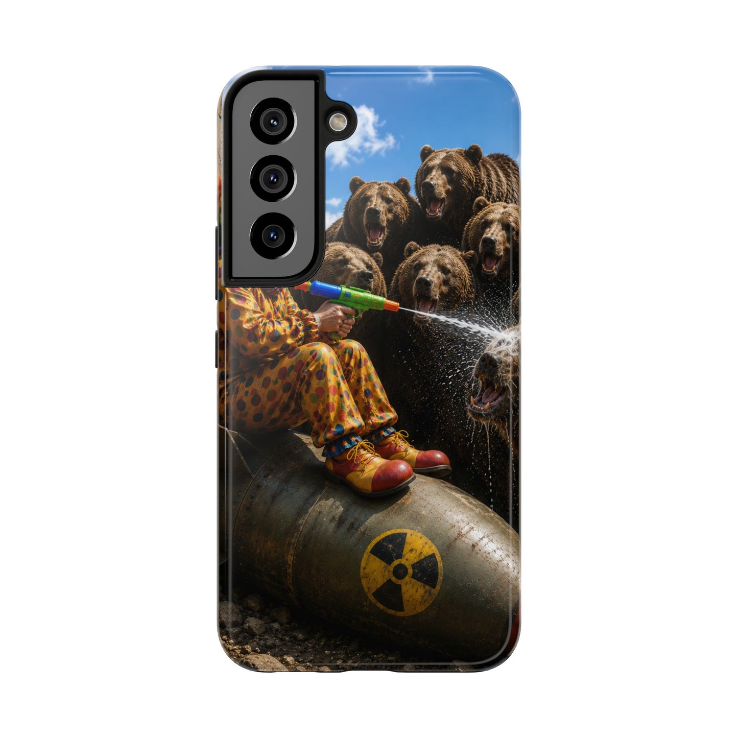 Tough Phone Case — Surreal Clown vs. Bears Protective Phone Cover