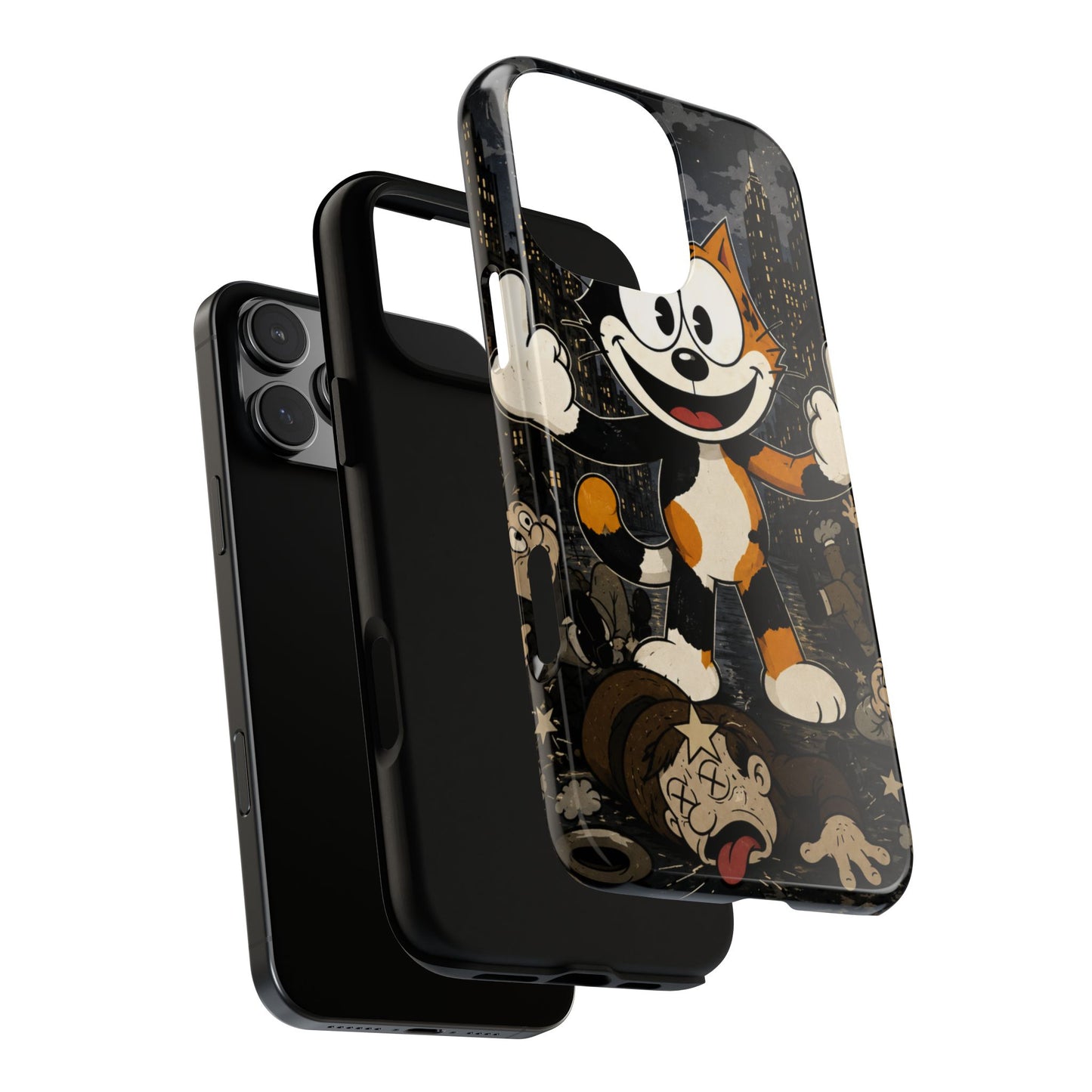 Vintage Cartoon Cat Phone Case — Edgy Felix-Style Illustration